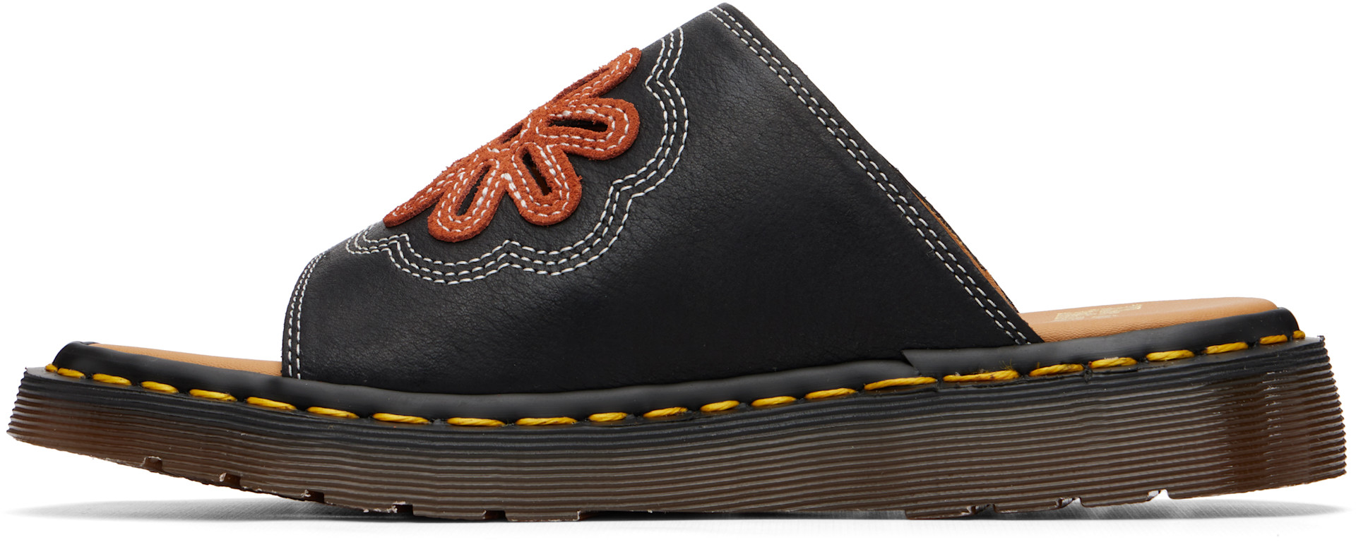 Dr. Martens: Black Dayne 'Made In England' Applique Sandals | SSENSE