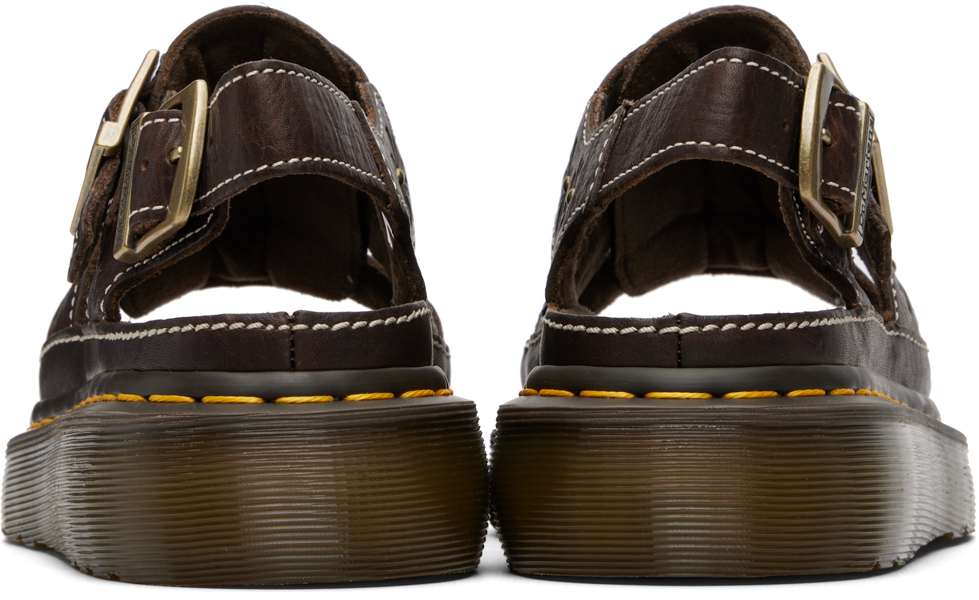 Dr. Martens: Brown Wrenlie Grizzly Fisherman Platform Sandals | SSENSE