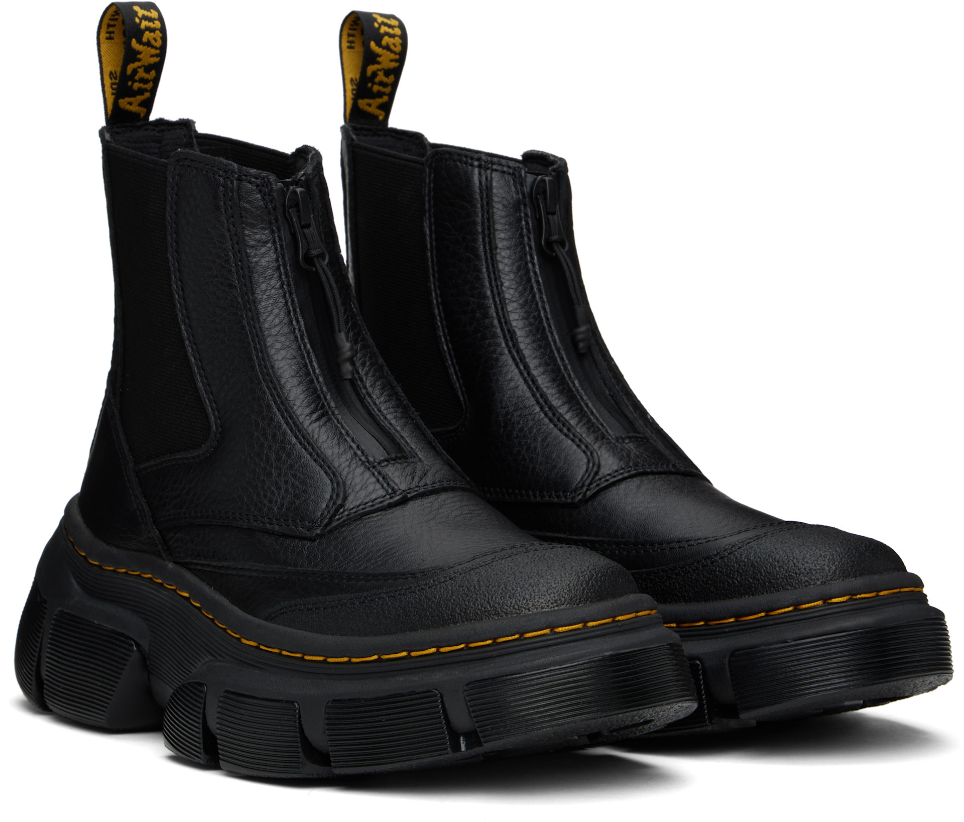 Dr. Martens: Black DMXL Zip Leather Chelsea Boots | SSENSE