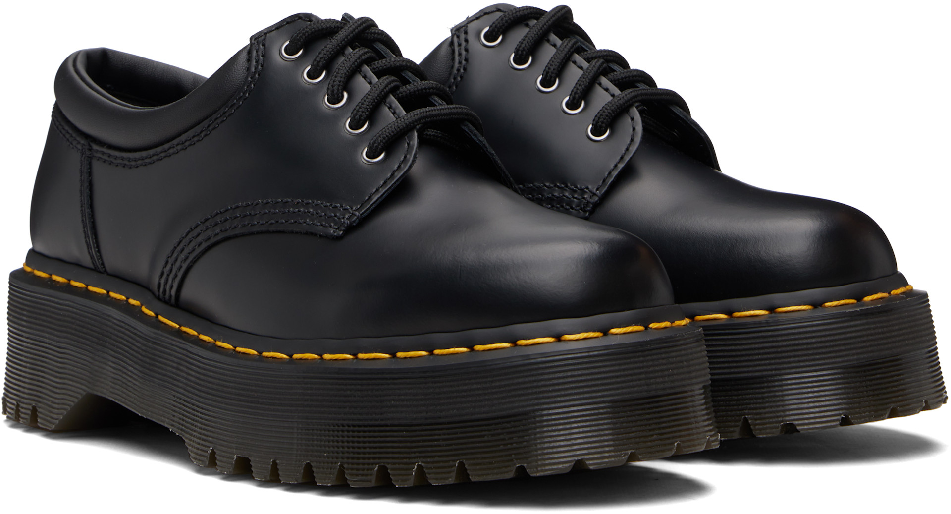 Dr. Martens - 블랙 8053 가죽 플랫폼 캐주얼 더비 슈즈