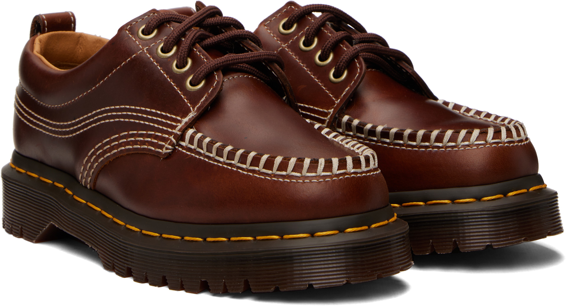 Dr. Martens - 브라운 로웰 가죽 더비 슈즈