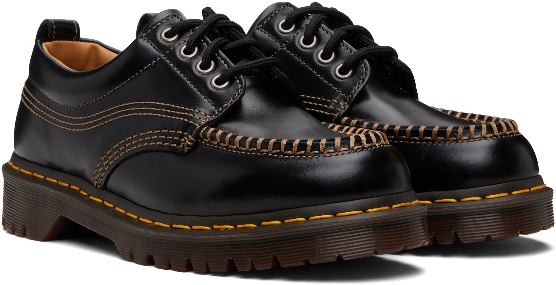 Dr. Martens - 블랙 가죽 로웰 더비 슈즈