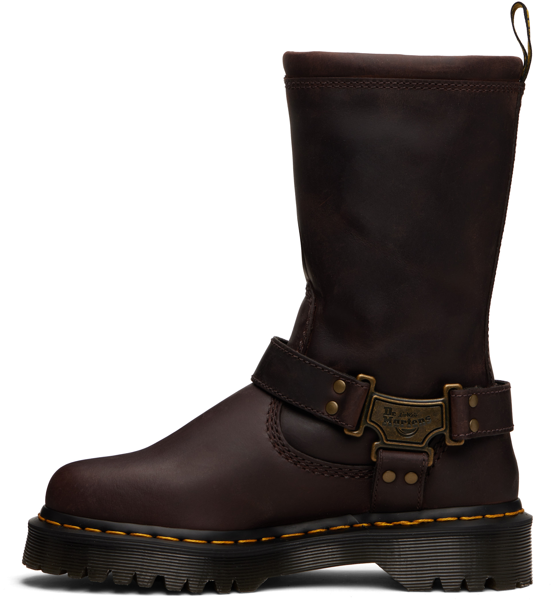Dr. Martens: Brown Anistone Hi Leather Biker Boots | SSENSE