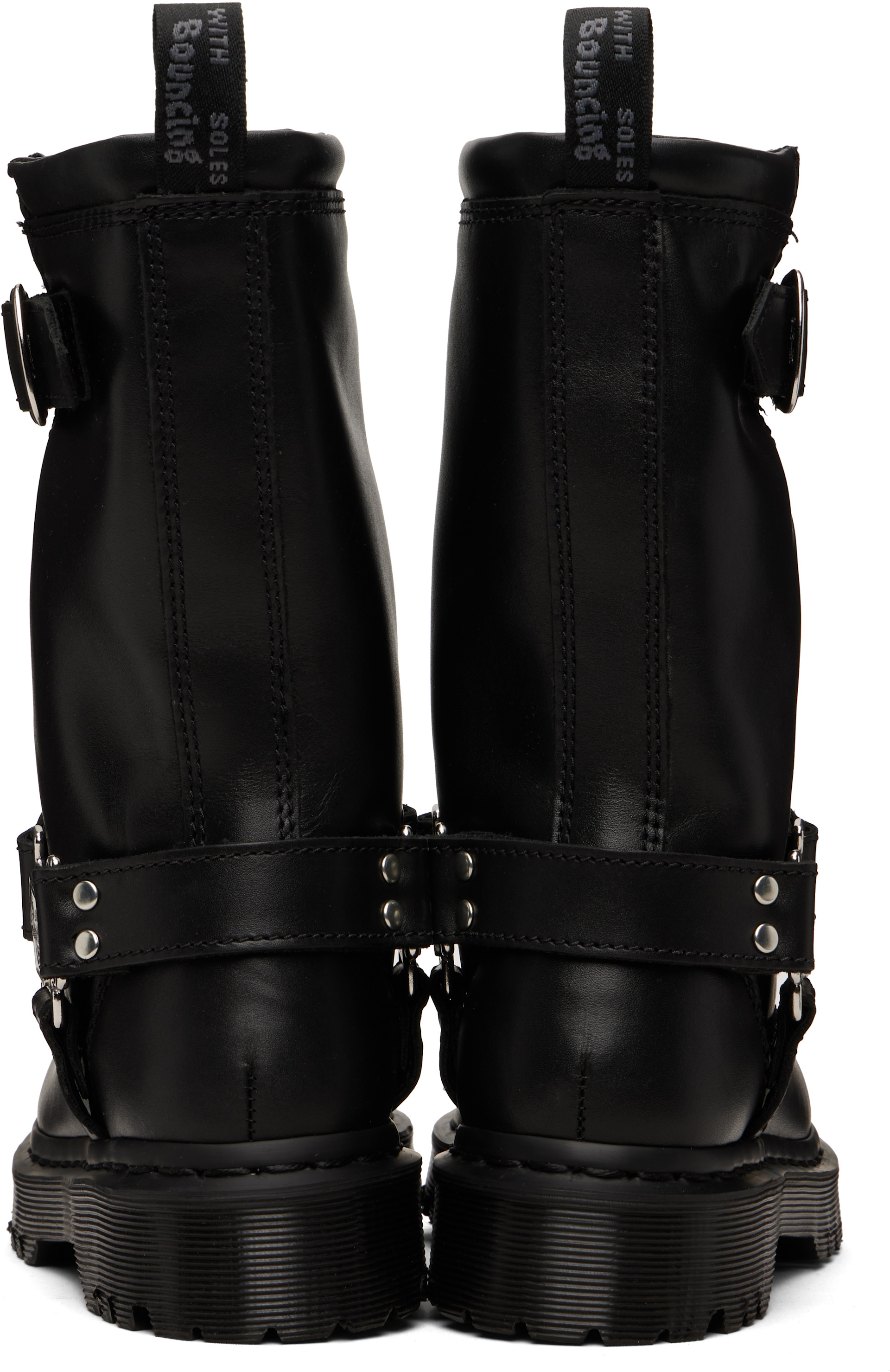 Dr. Martens: Black Anistone Hi Leather Biker Boots | SSENSE
