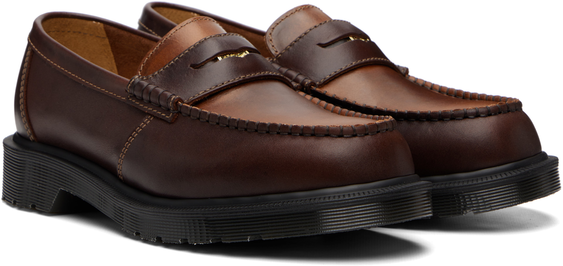 Dr. Martens: Brown Penton 'Made In England' Leather Loafers | SSENSE