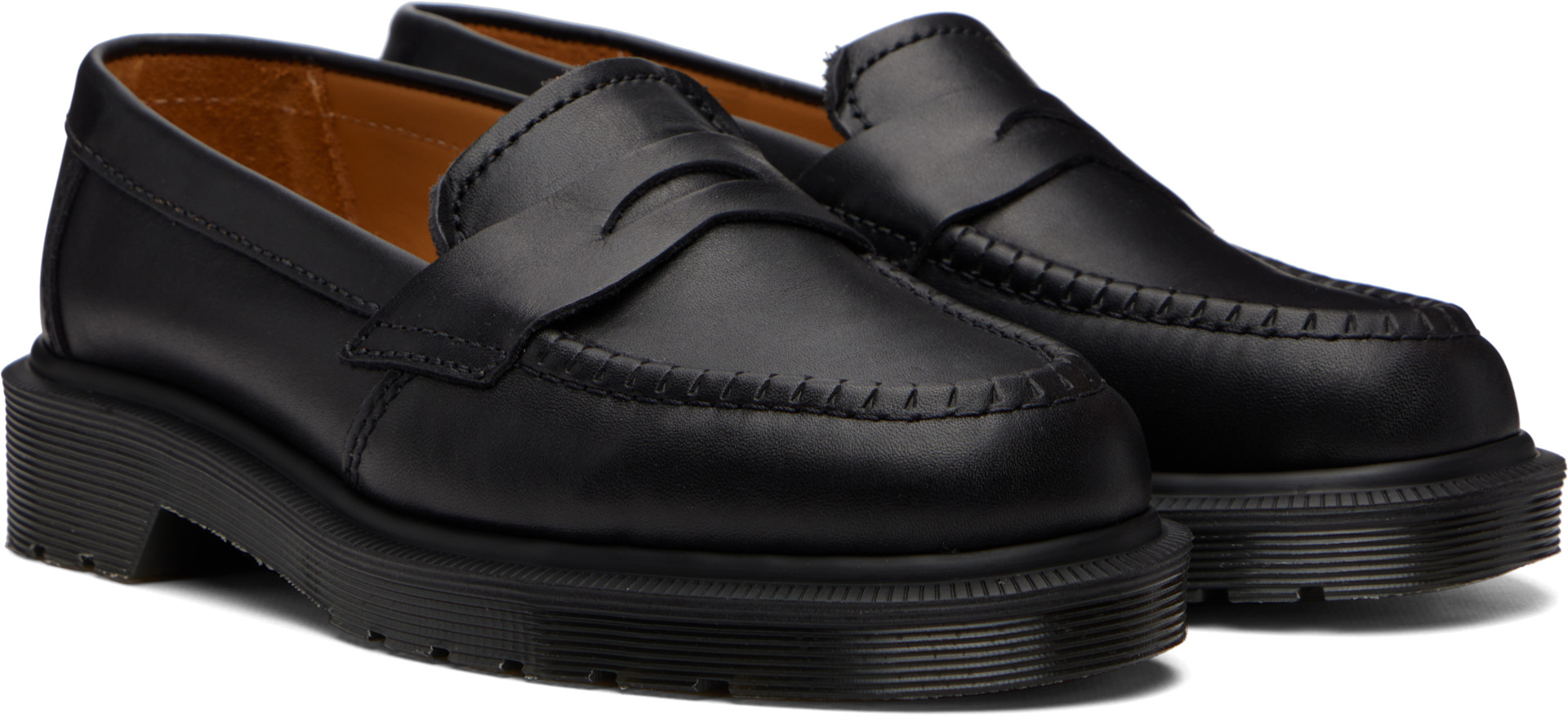Dr. Martens ブラックレザー ローファー Dr. Martens: ブラック Delapre 'Made In England' Classic ローファー