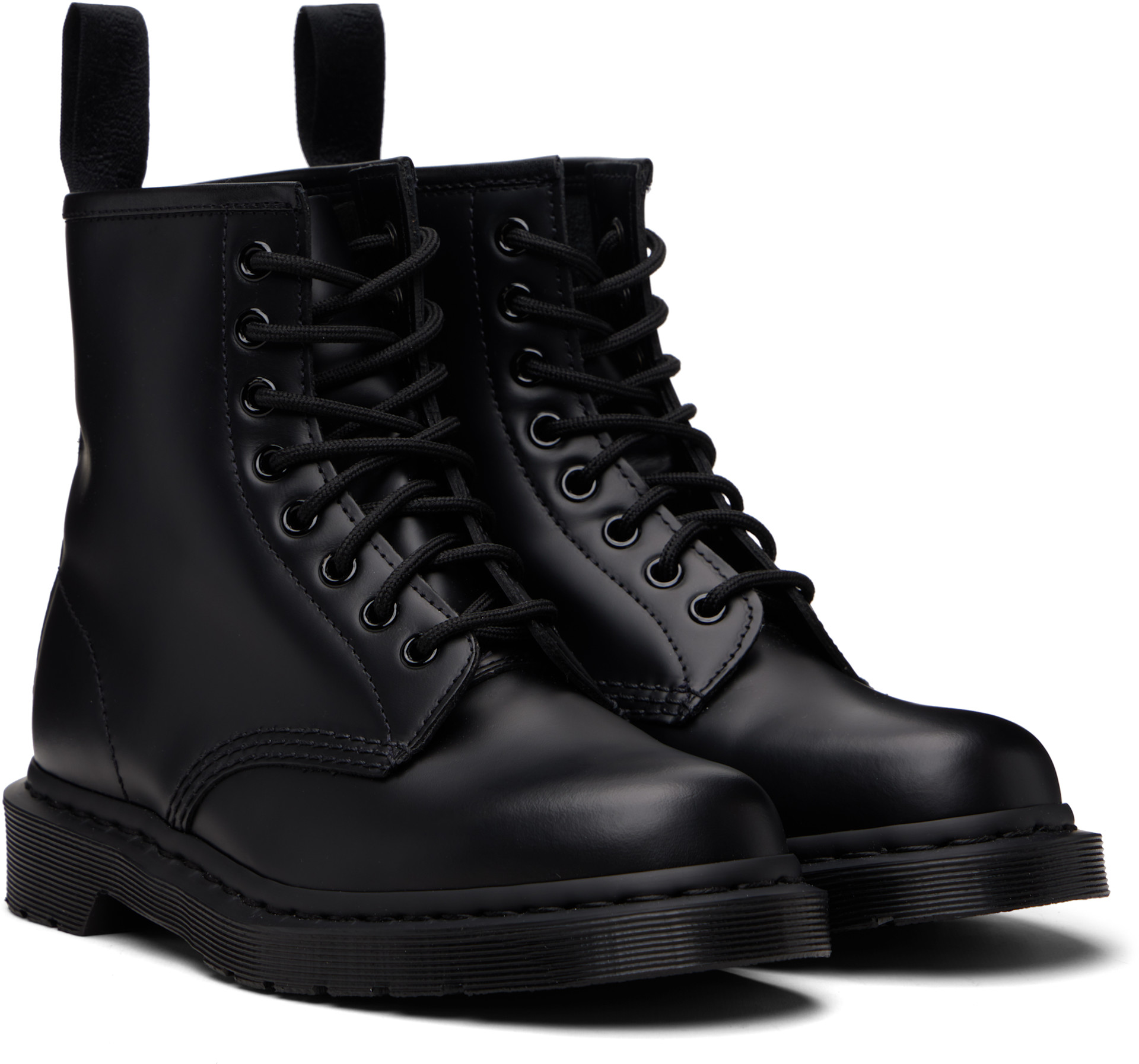 Dr. Martens: ブラック 1460 Mono スムースレザー レースアップブーツ