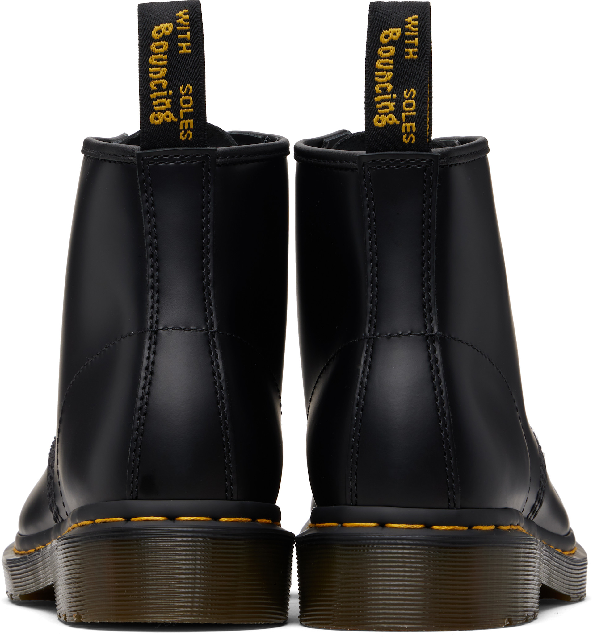 Dr. Martens Black Leather Ankle Boots with Yellow Stitching Women main image 4
