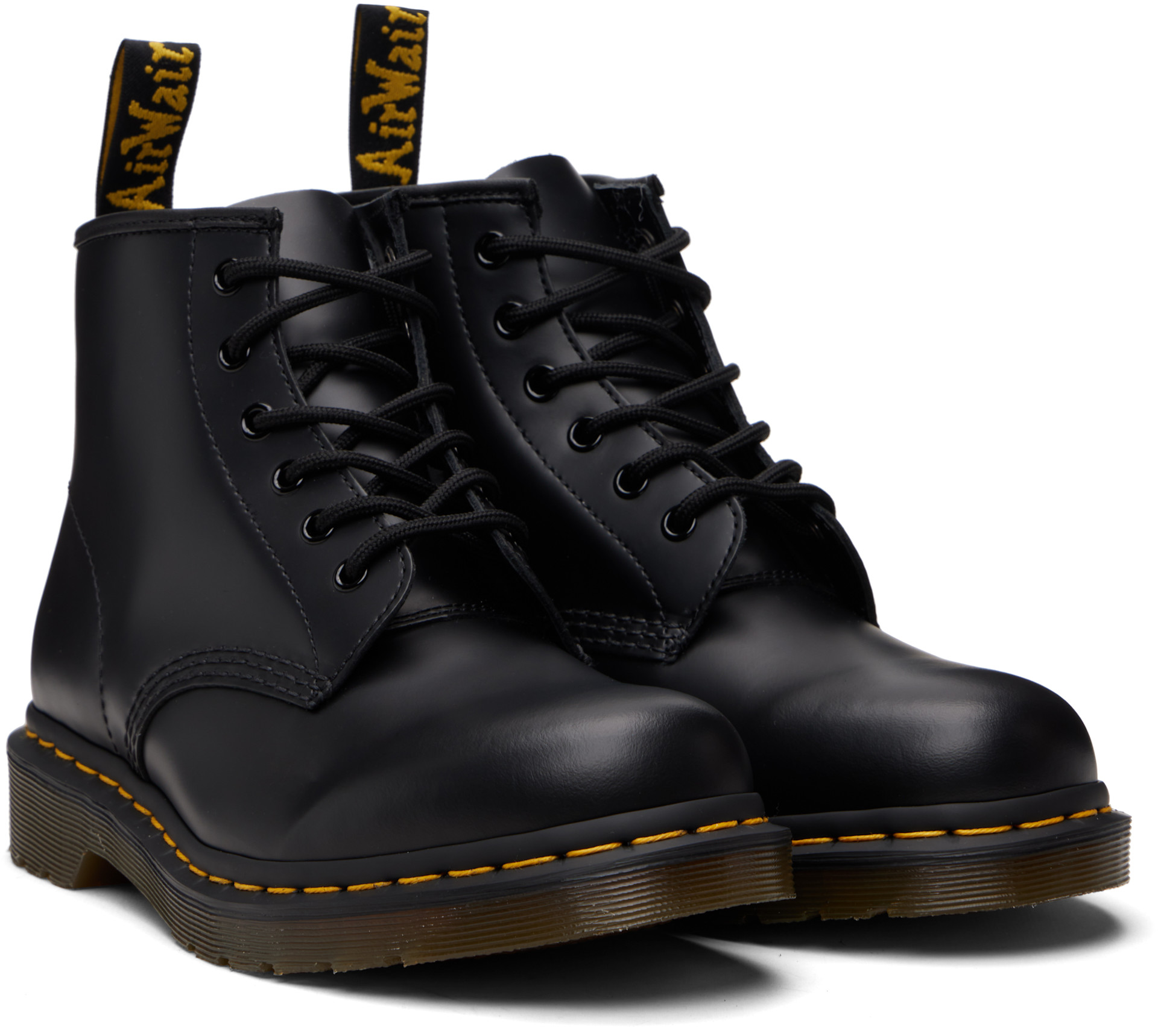Dr. Martens Black Leather Lace-Up Boots with Yellow Welt Stitching Mens Size 12 Unisex Dr. Martens 101 Yellow Stitch | Zappos.com main image 2