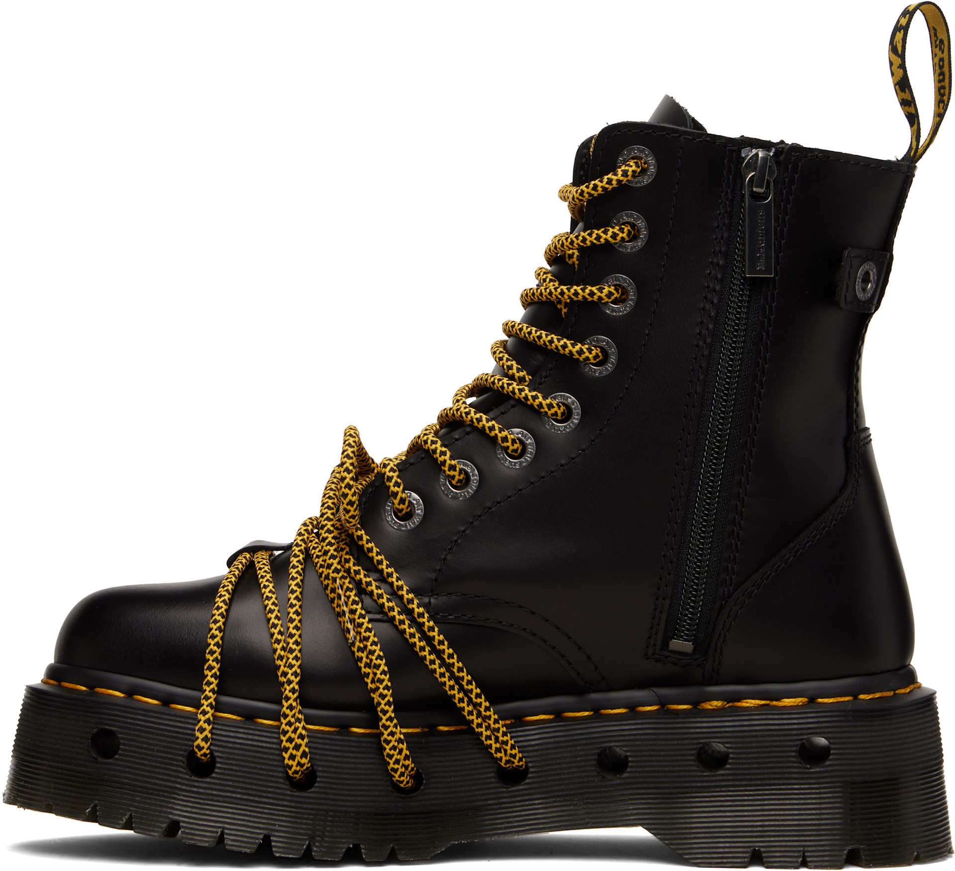 Dr. Martens: ブラック Jadon XL レザー プラットフォーム ブーツ