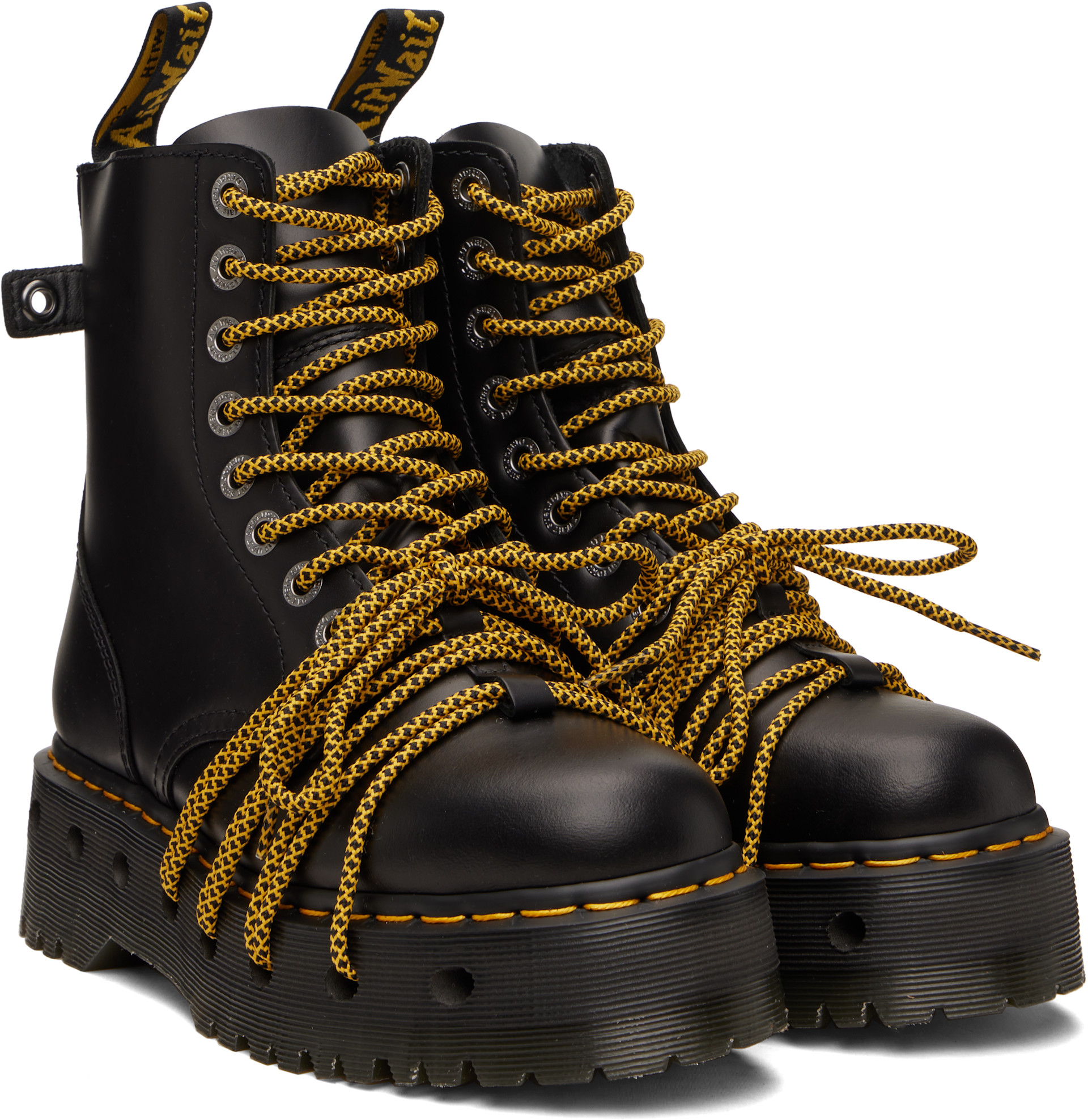 Dr. Martens: Black Jadon XL Leather Platform Boots | SSENSE