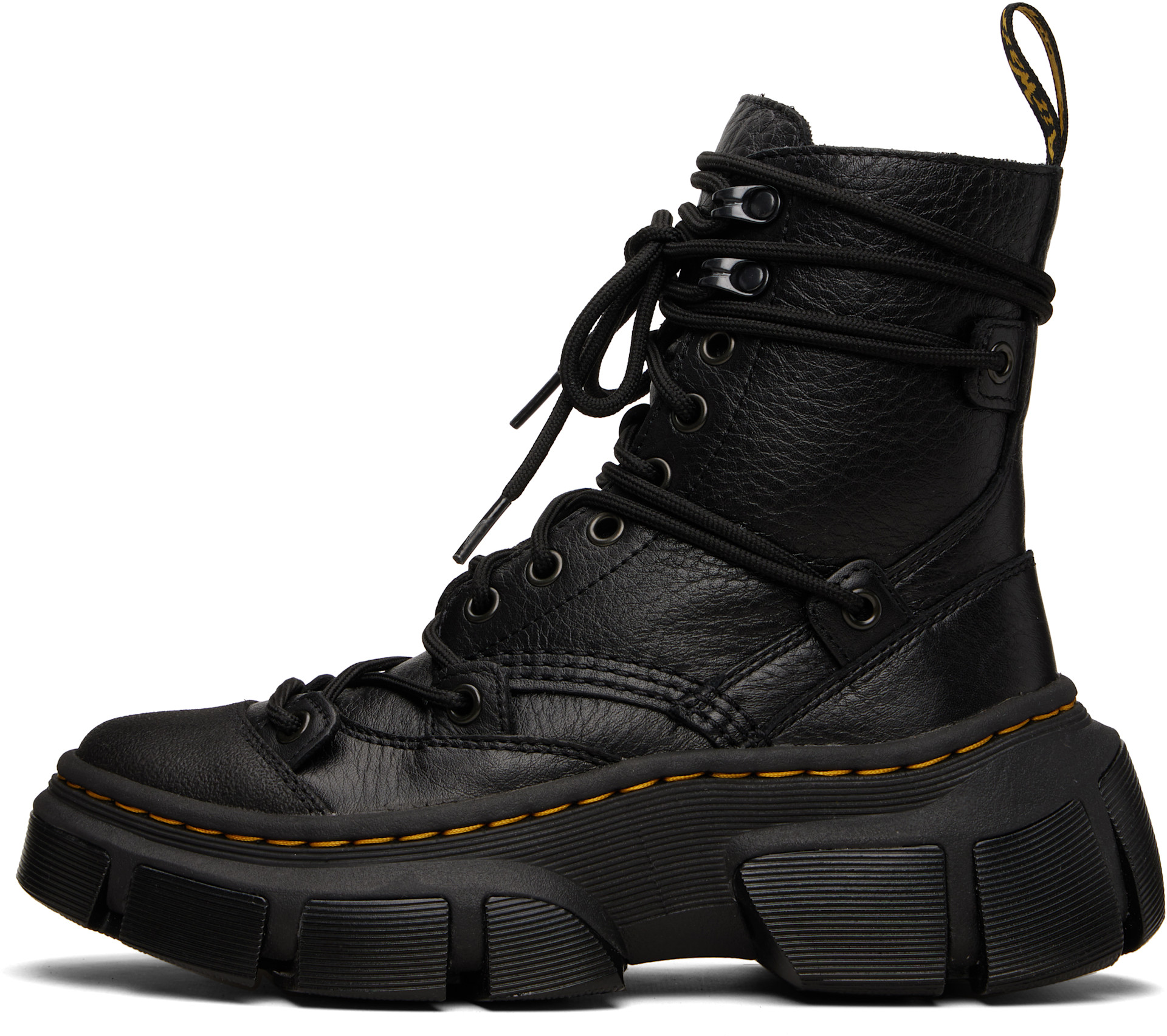 Dr. Martens: Black DMXL 8-Eye Leather Boots | SSENSE Canada