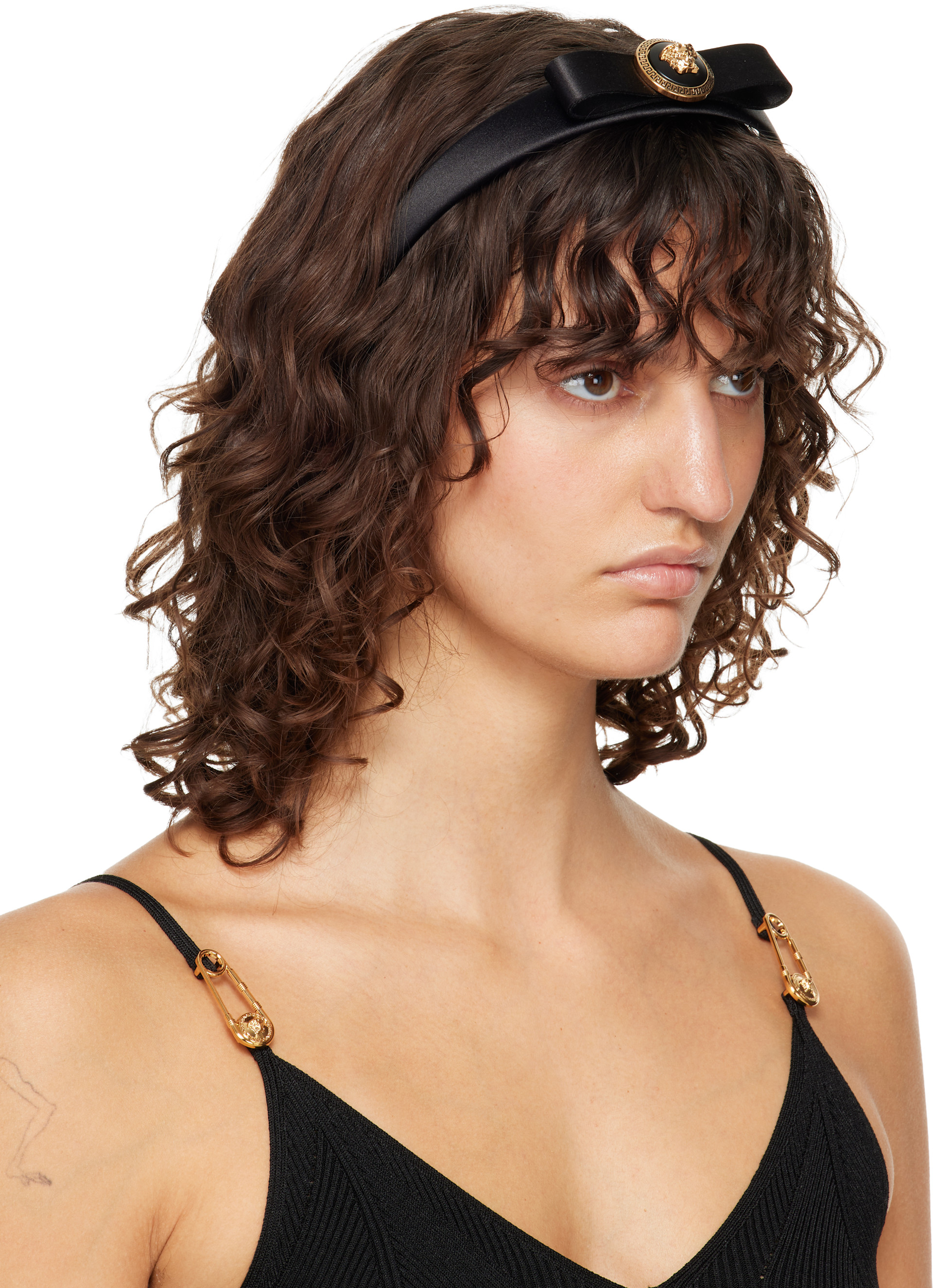 Versace: Black Gianni Ribbon Headband | SSENSE