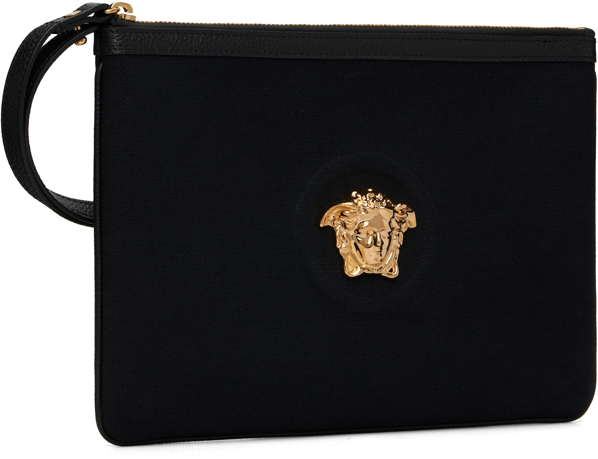 Versace: Black 'La Medusa' Canvas Pouch | SSENSE