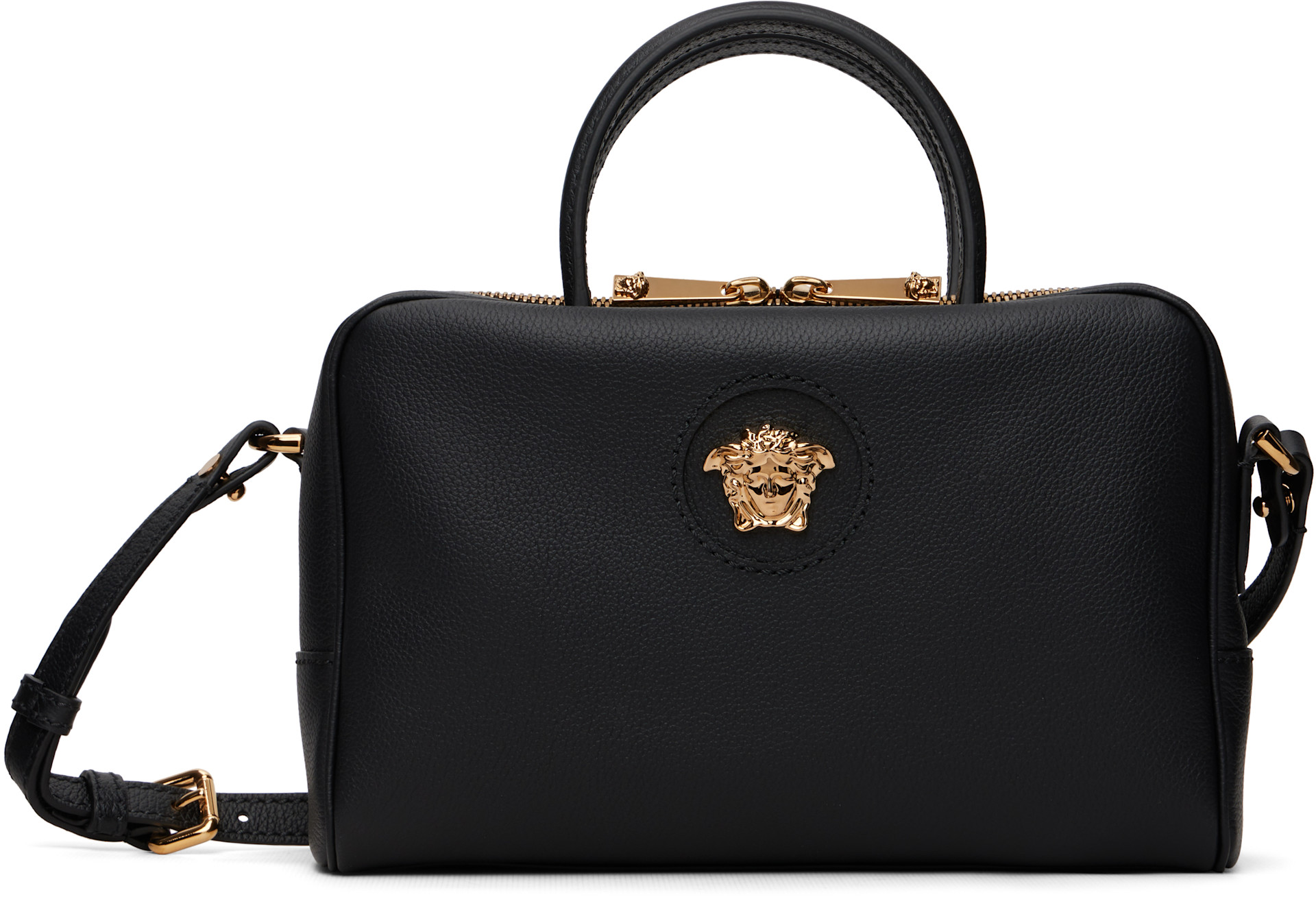 値下げ　VERSACE　黒 レザー ボストンバッグ Versace: ブラック 'La Medusa' レザー ボストンバッグ | SSENSE 日本