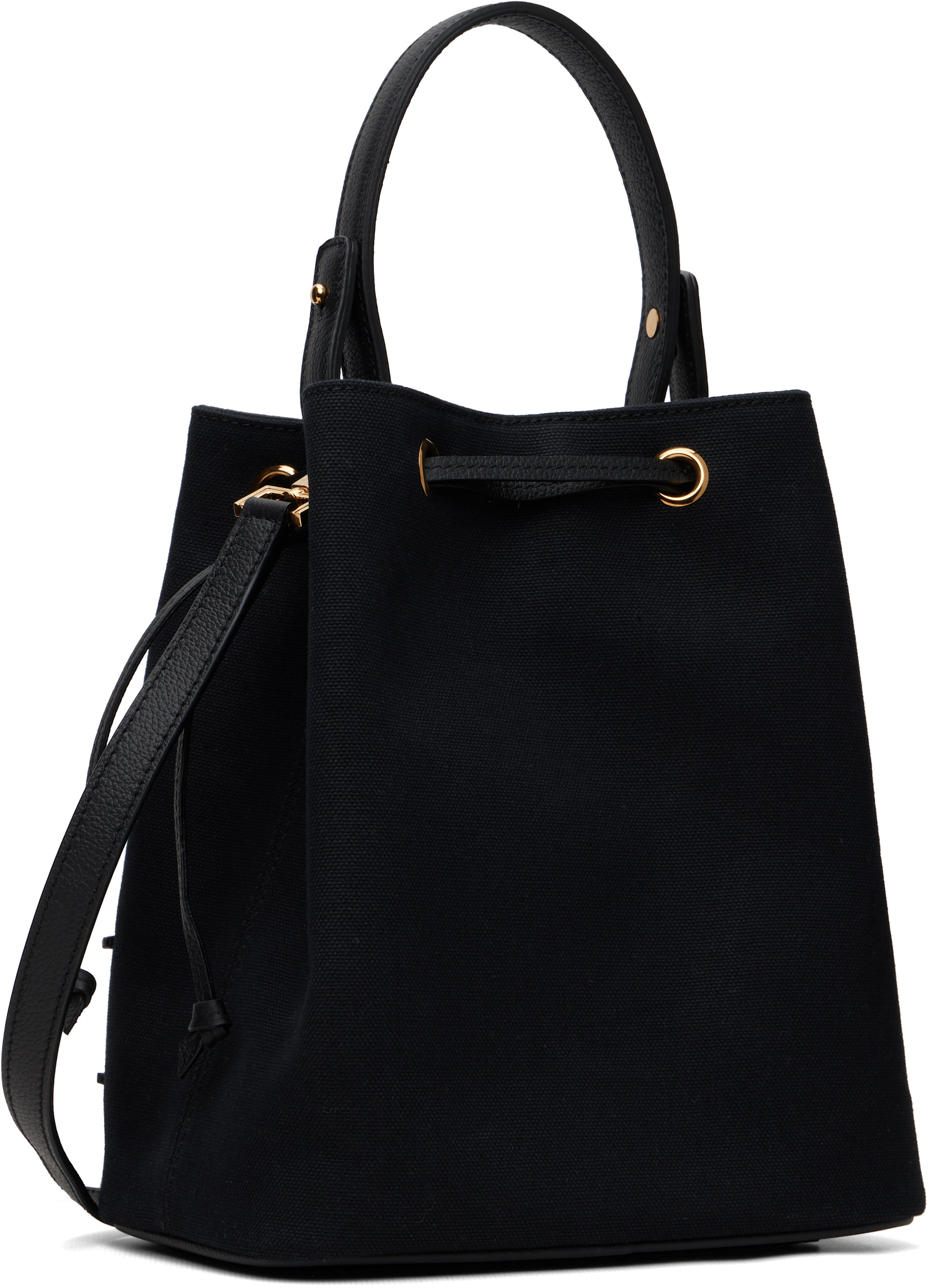 Versace: Black 'La Medusa' Canvas Bucket Bag | SSENSE Canada