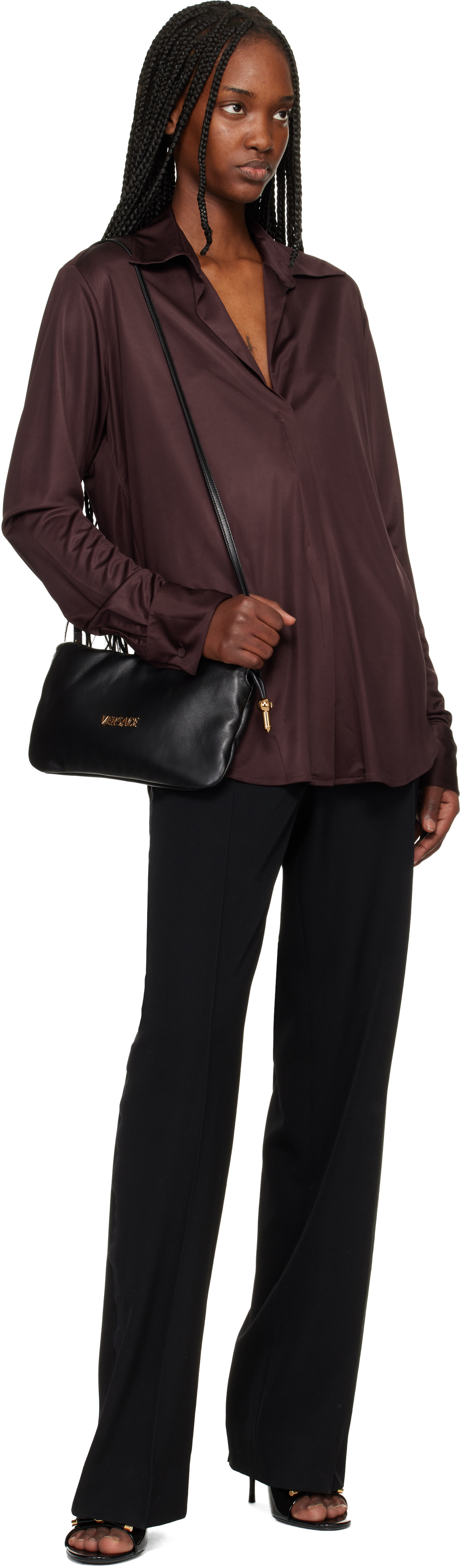Versace: Black 'Versace Tag' Nappa Mini Bag | SSENSE