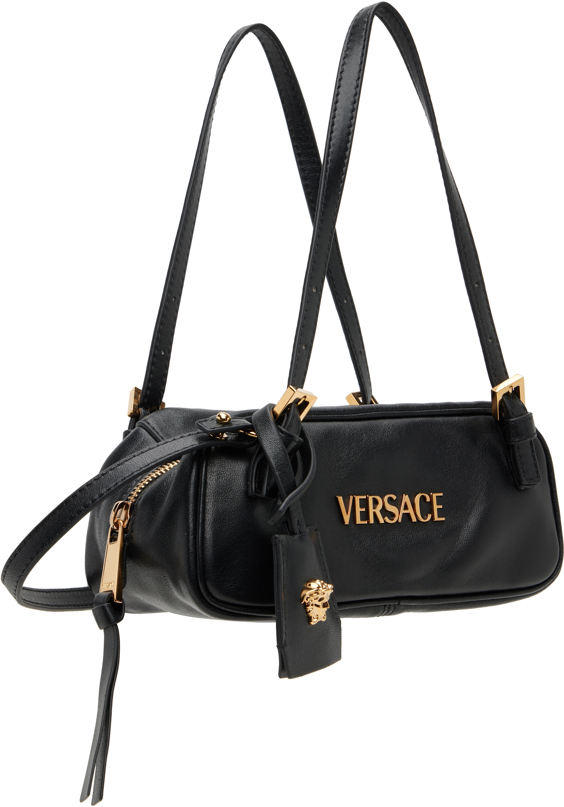 Versace - Black 'Versace Tag' Nappa Bowling Mini Bag