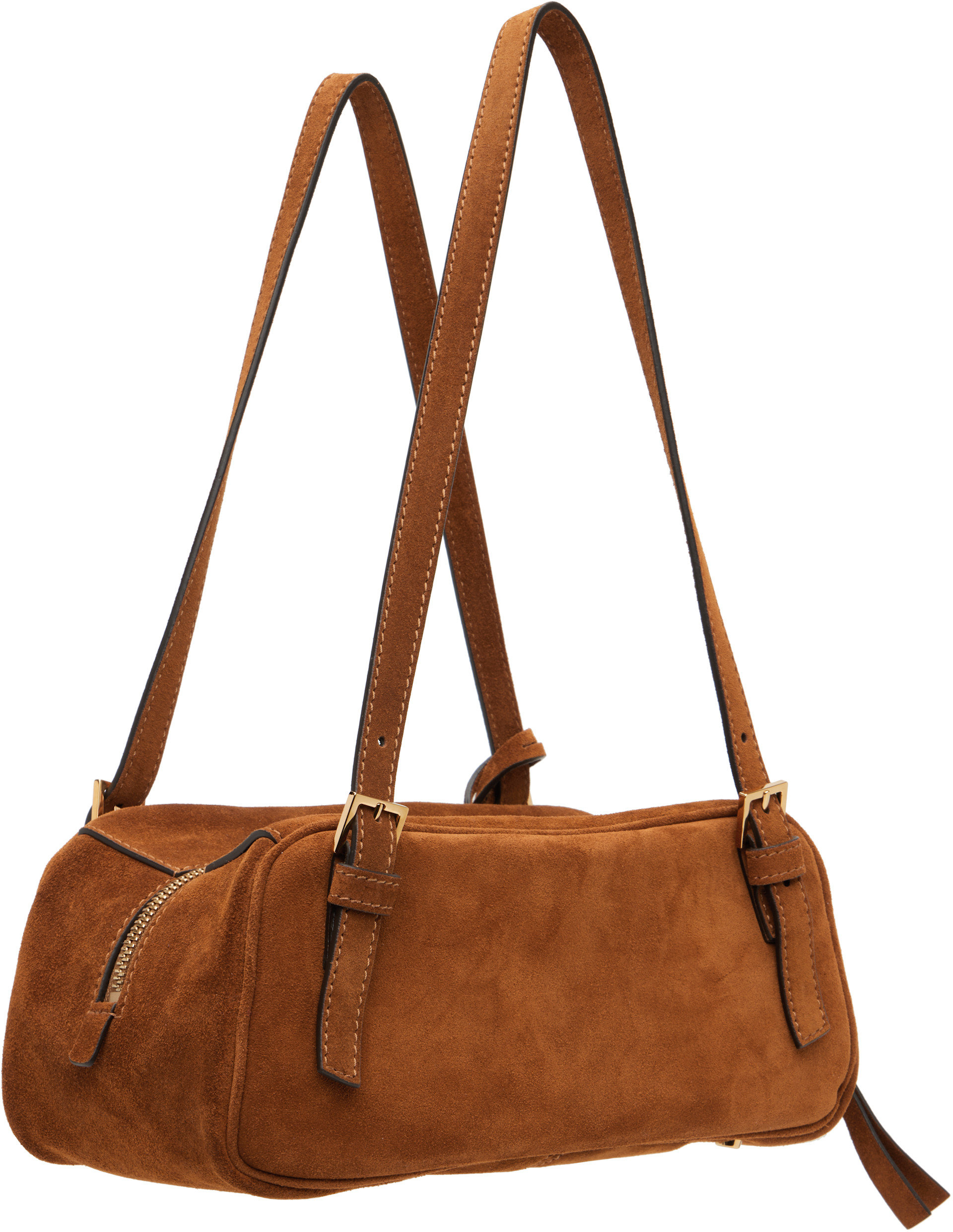 Brown 'Versace Tag' Suede Bowling Bag
