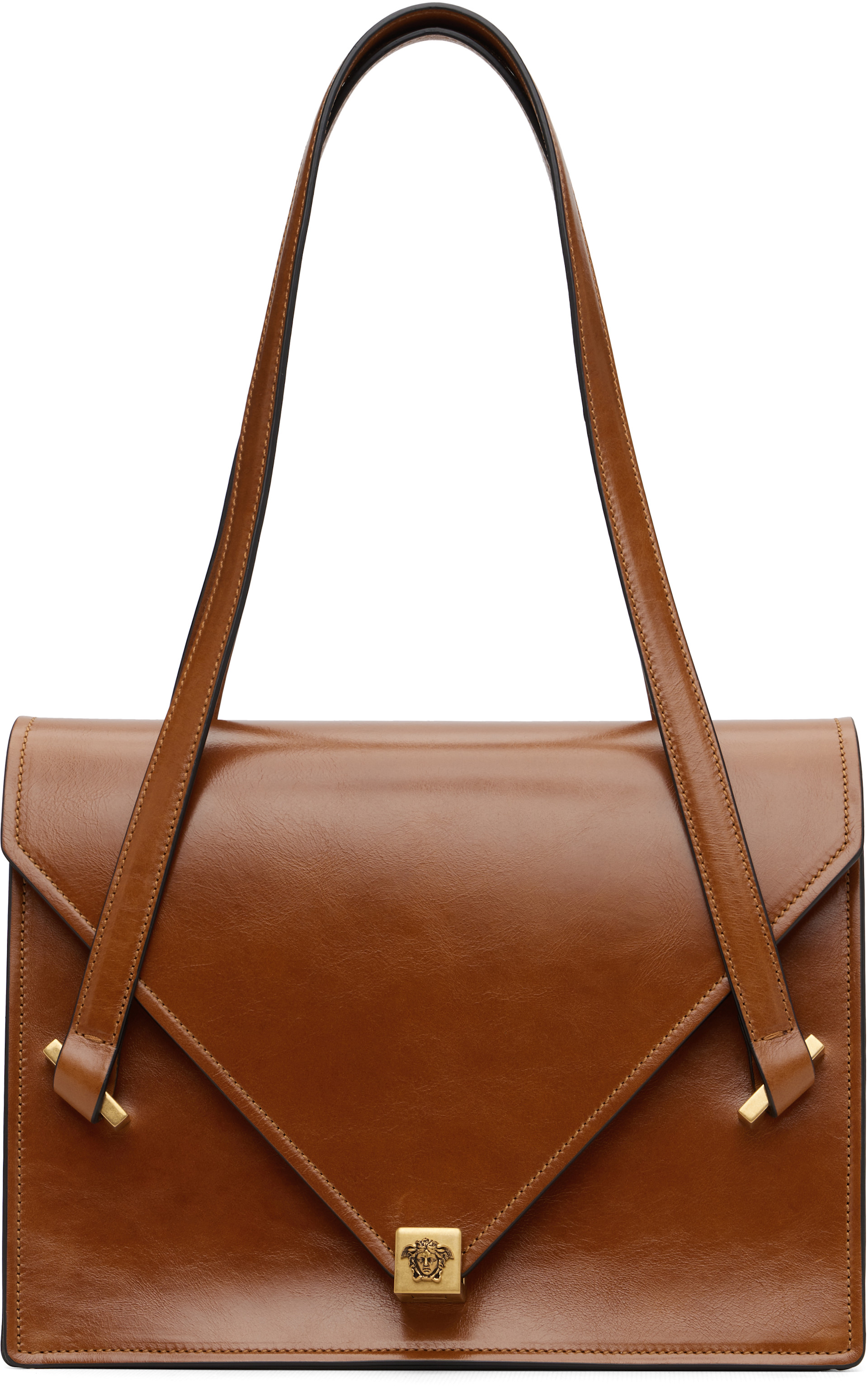 Versace: Tan Severine Leather Shoulder Bag | SSENSE