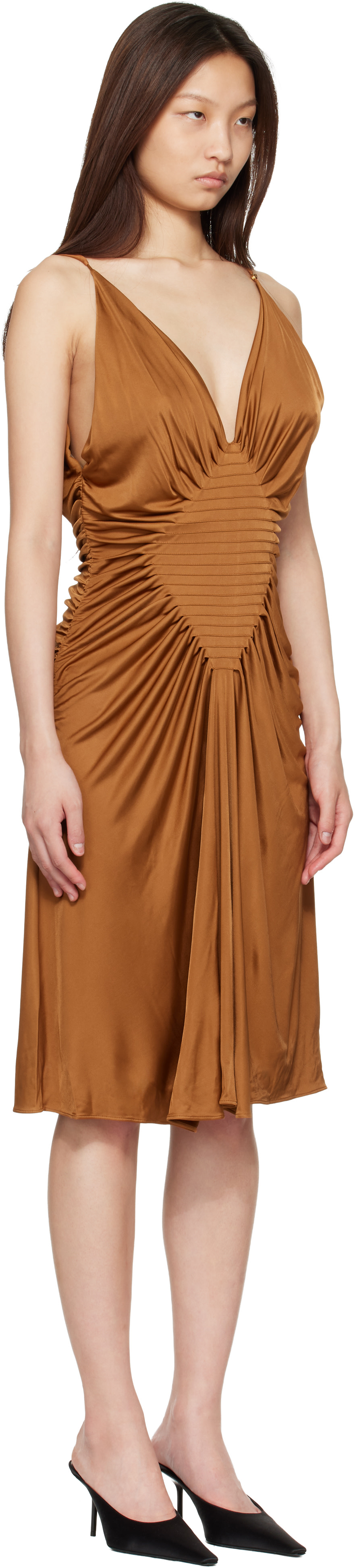 Versace - Robe midi brune en jersey de viscose