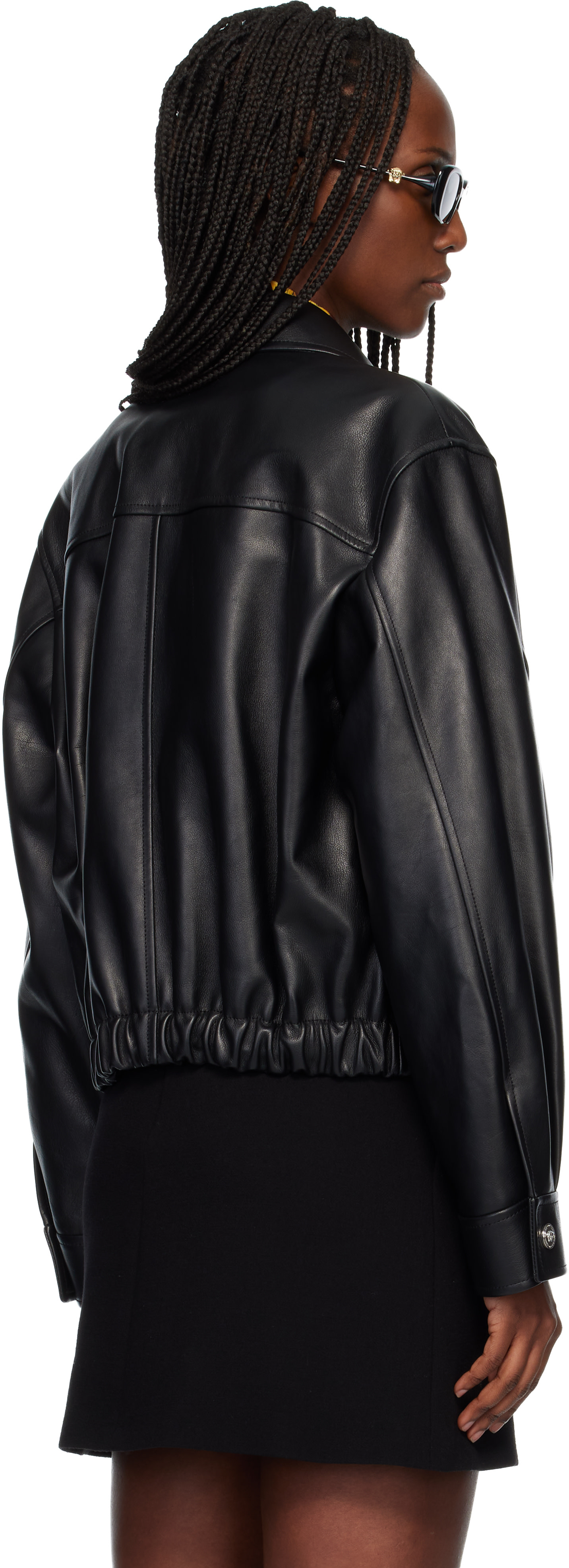 Versace - Blouson noir en cuir