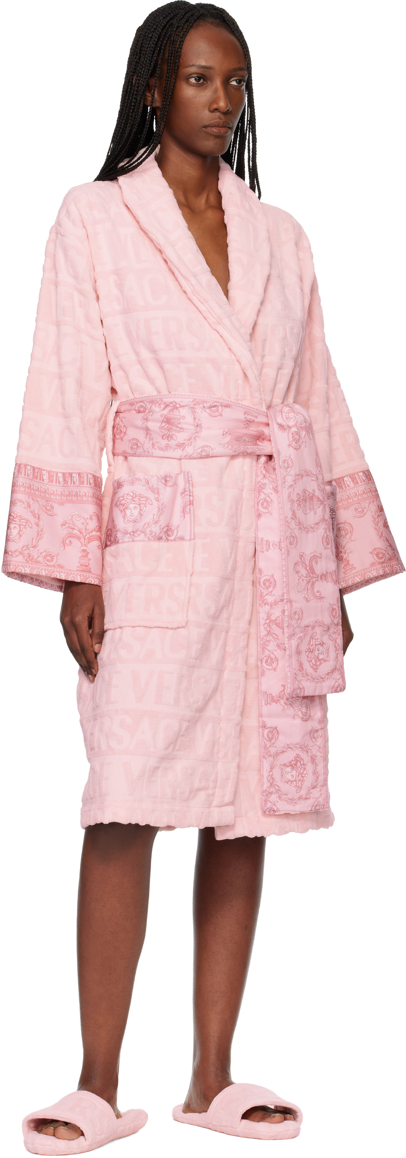 versace dressing gown womens pink Versace Pink Robe