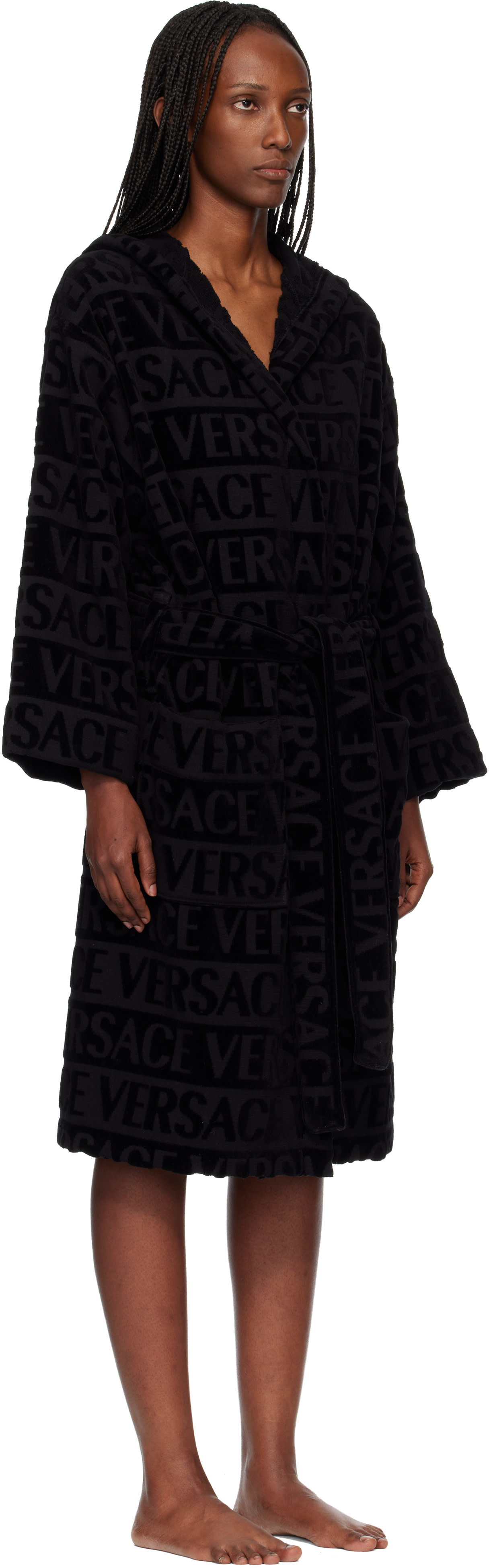 Versace - ブラック 'Versace Allover' バスローブ