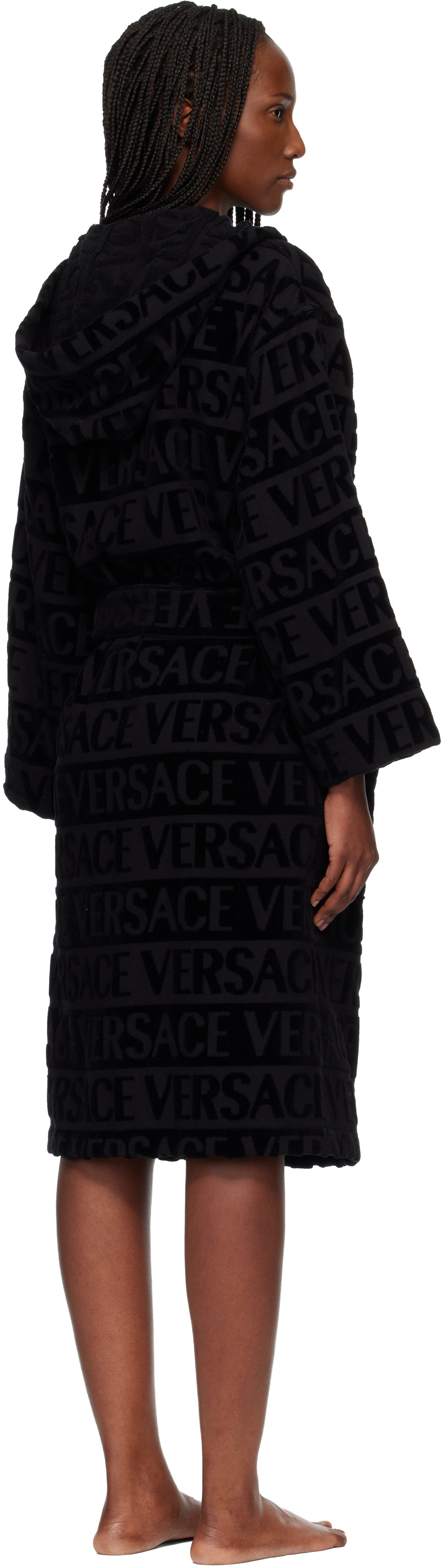 Versace - ブラック 'Versace Allover' バスローブ