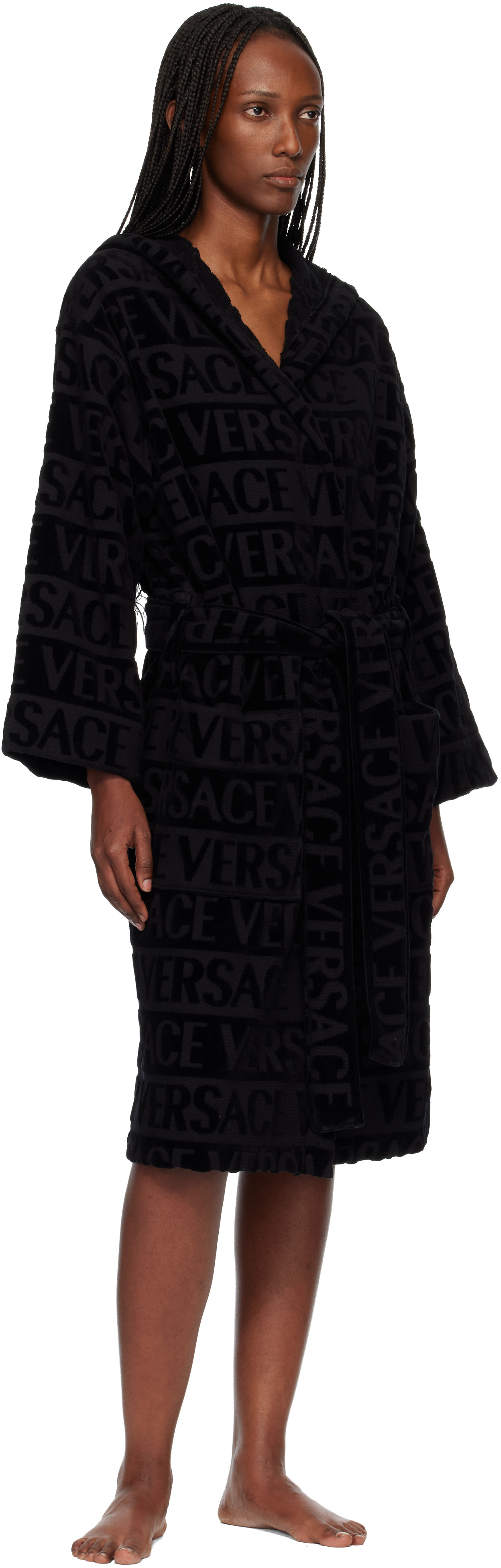 Versace - ブラック 'Versace Allover' バスローブ