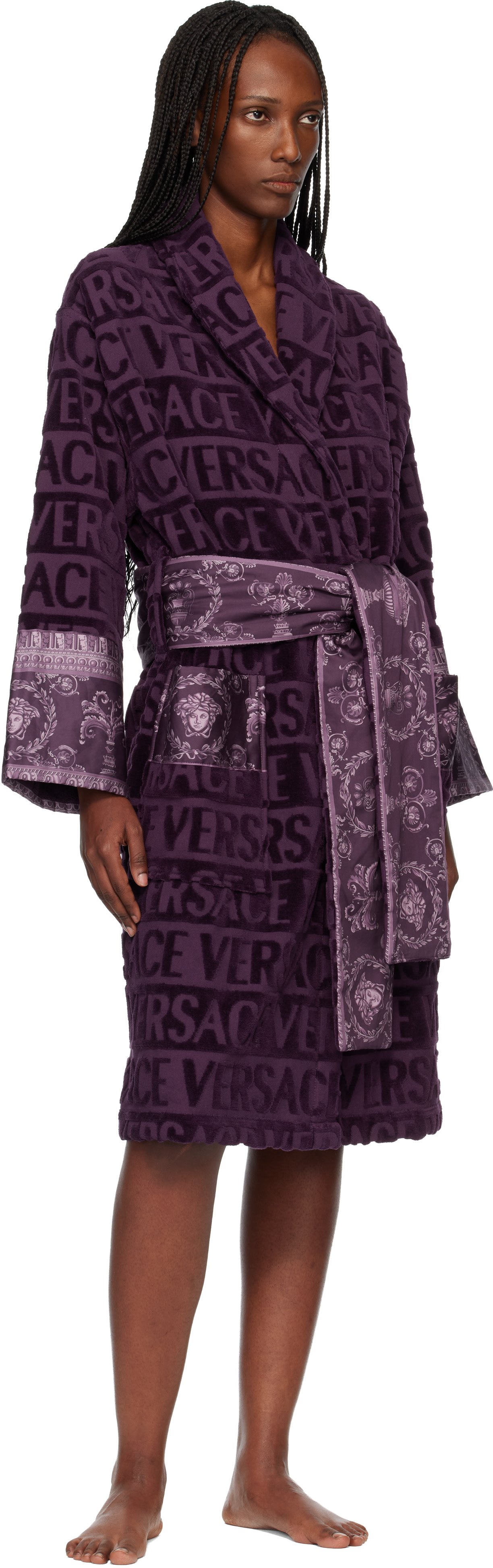 versace dressing robe Black 'I Heart Baroque' Short Bathrobe Versace I Baroque Bathrobe, Unisex,