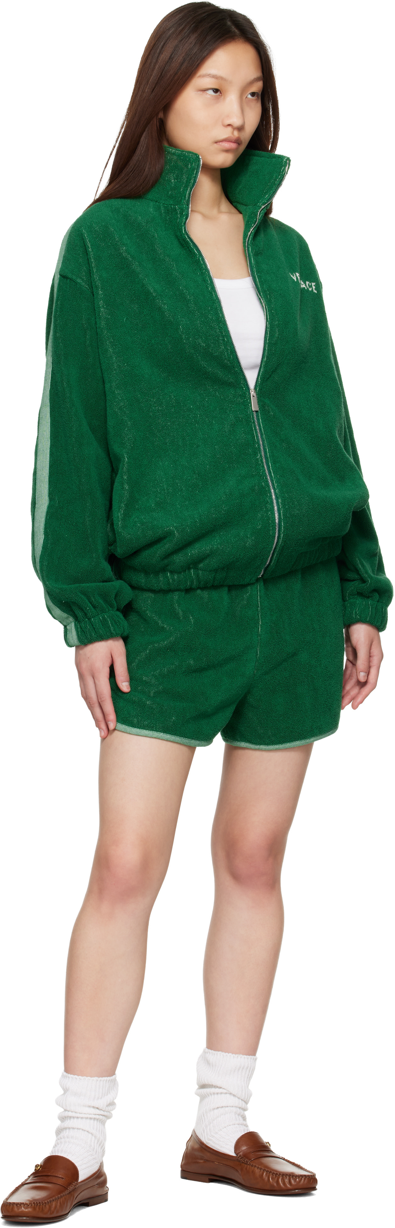 Versace - Short molletonné vert en tissu éponge de coton