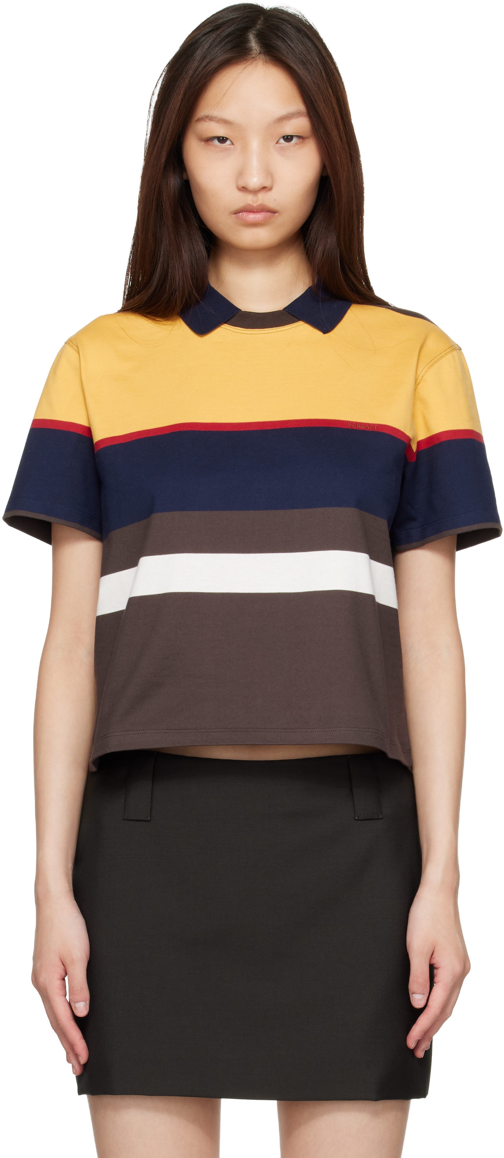 Versace - Polo multicolore en jersey de coton à rayures