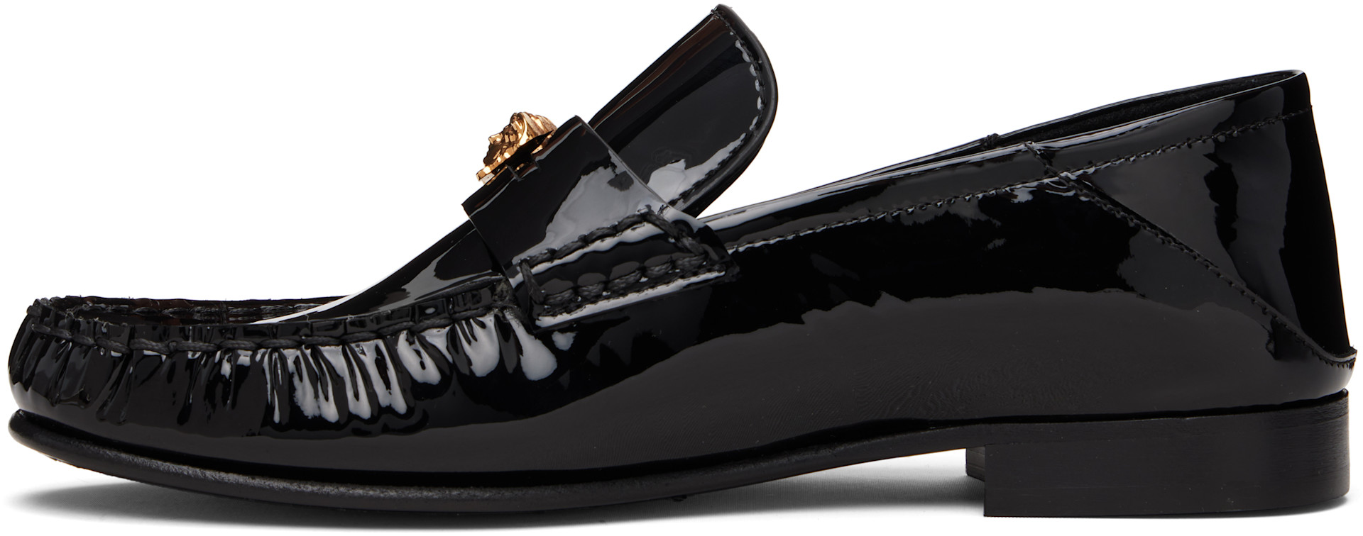 Versace - Flâneurs noirs en cuir de veau