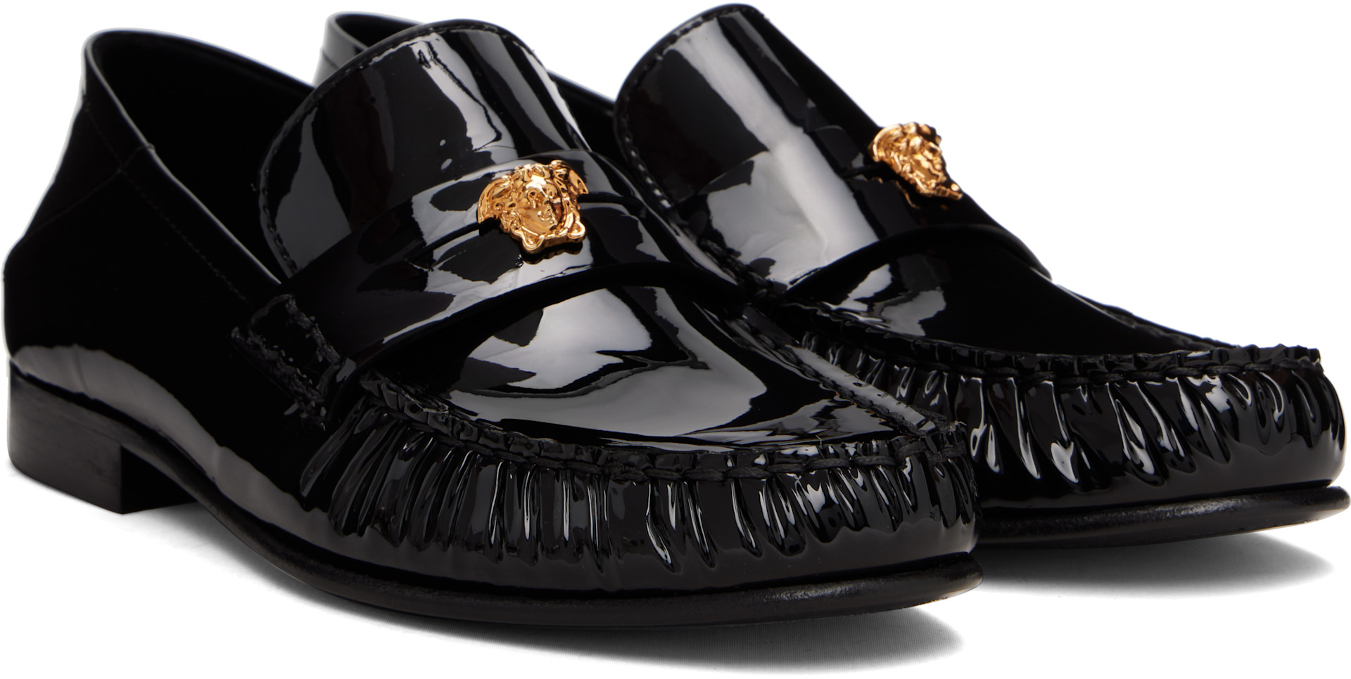 Versace - Flâneurs noirs en cuir de veau