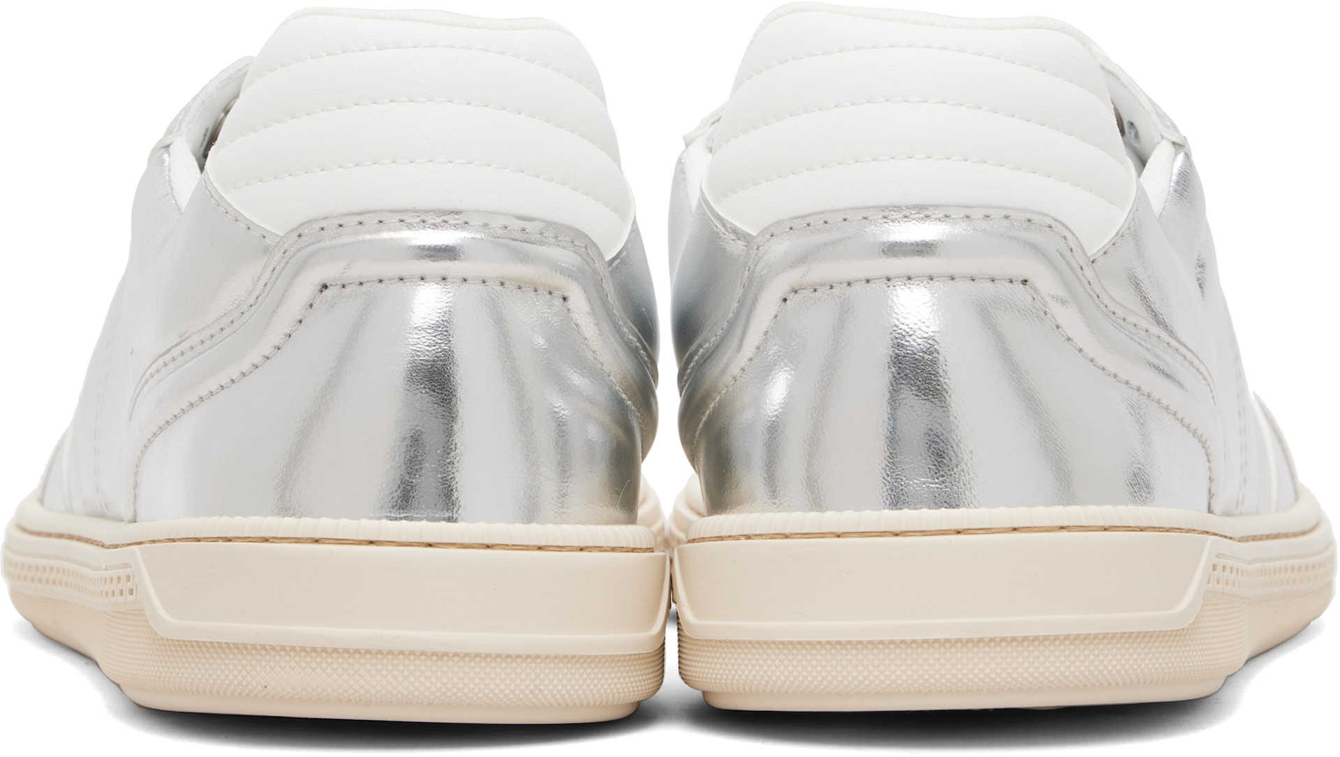 Versace: Silver Greca Court Metallic Sneakers | SSENSE