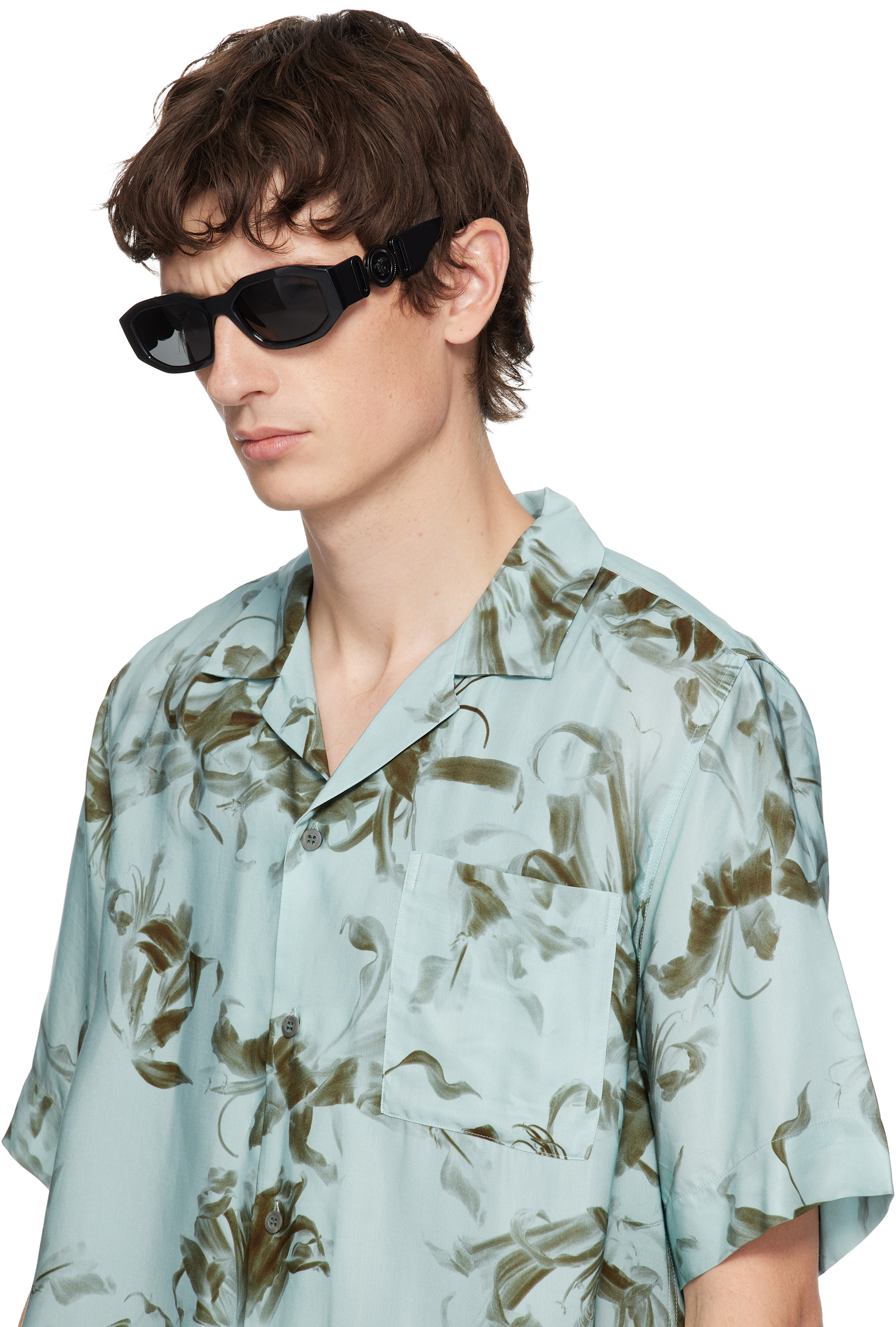 Versace: ブラック メドゥーサ ビギー サングラス | SSENSE 日本