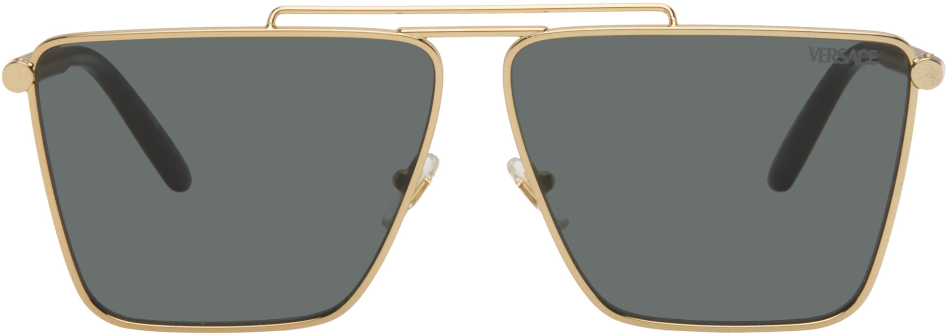 Versace: Black Tubular Greca Sunglasses | SSENSE