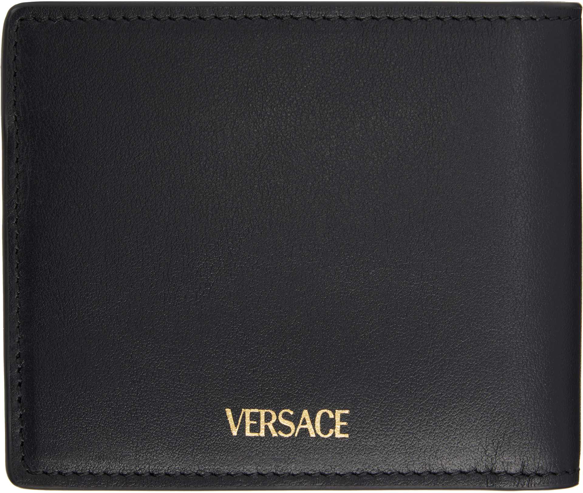 Versace: ブラック 'V' 札入れ | SSENSE 日本