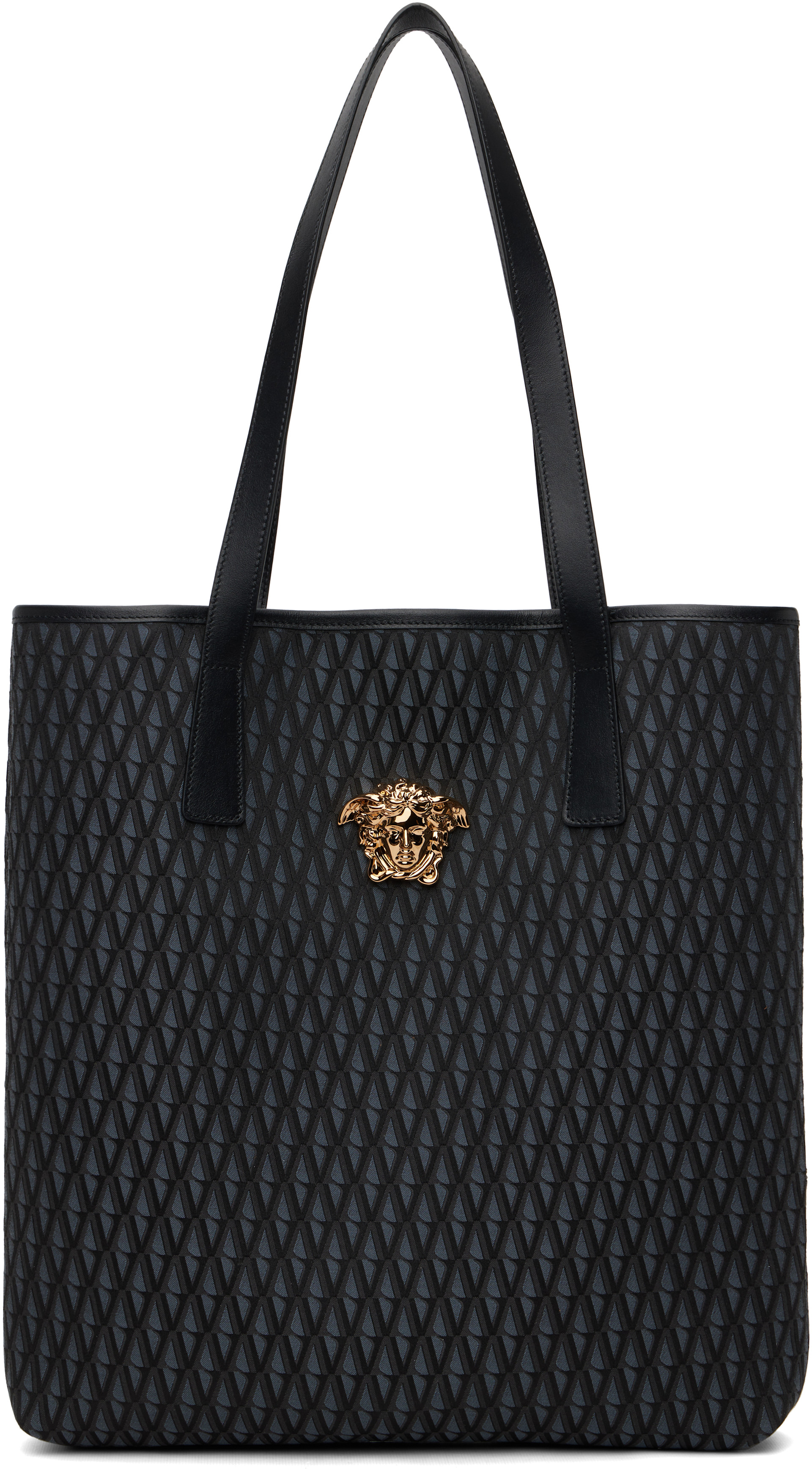 Versace - Black 'La Medusa' V Jacquard Tote