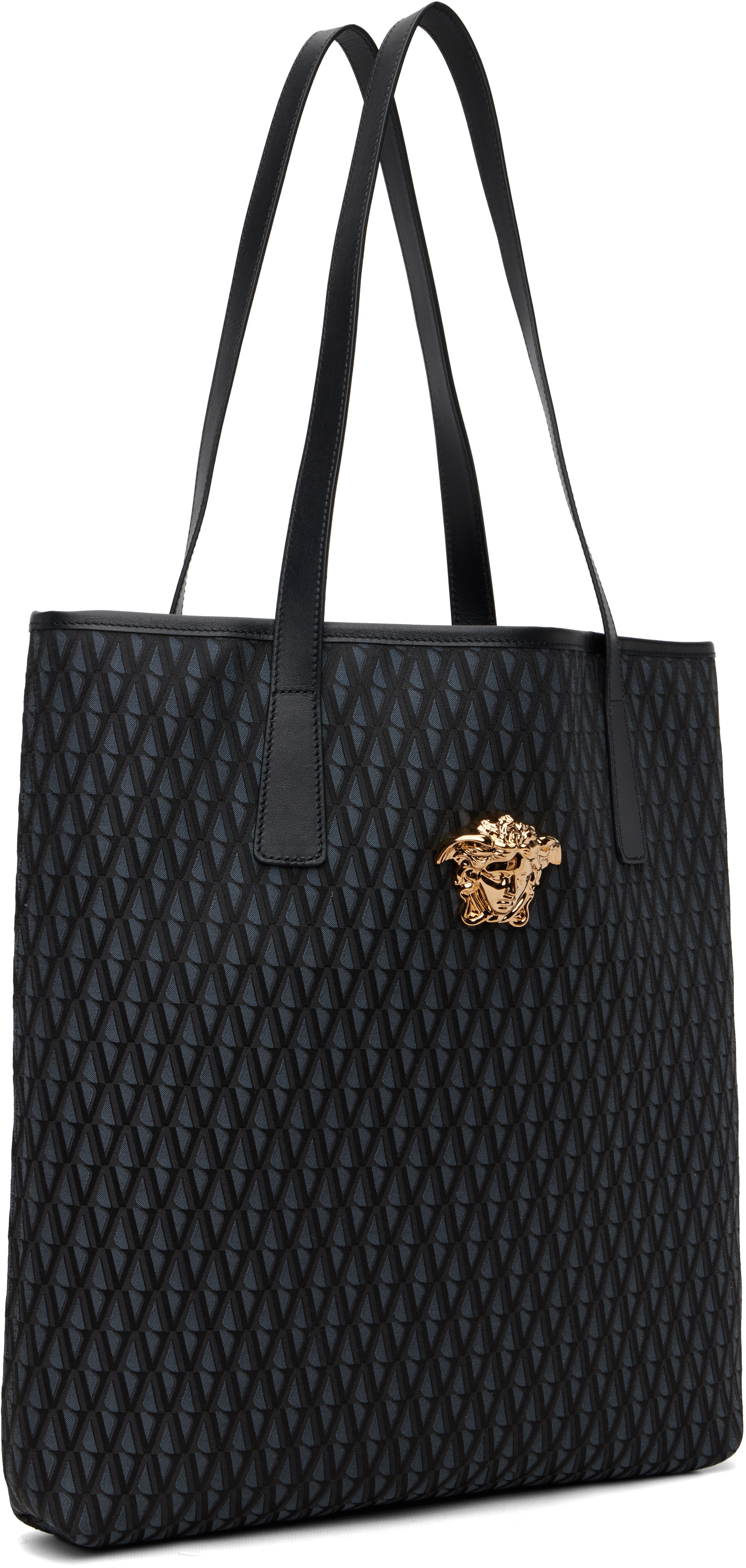 Versace - Black 'La Medusa' V Jacquard Tote