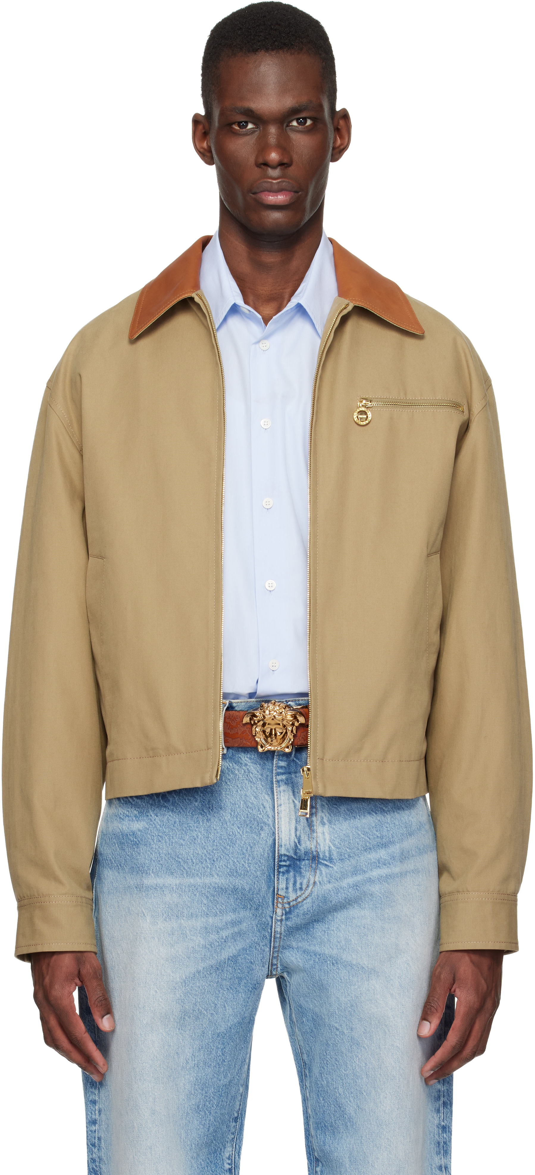 Versace - Blouson beige en canevas de coton