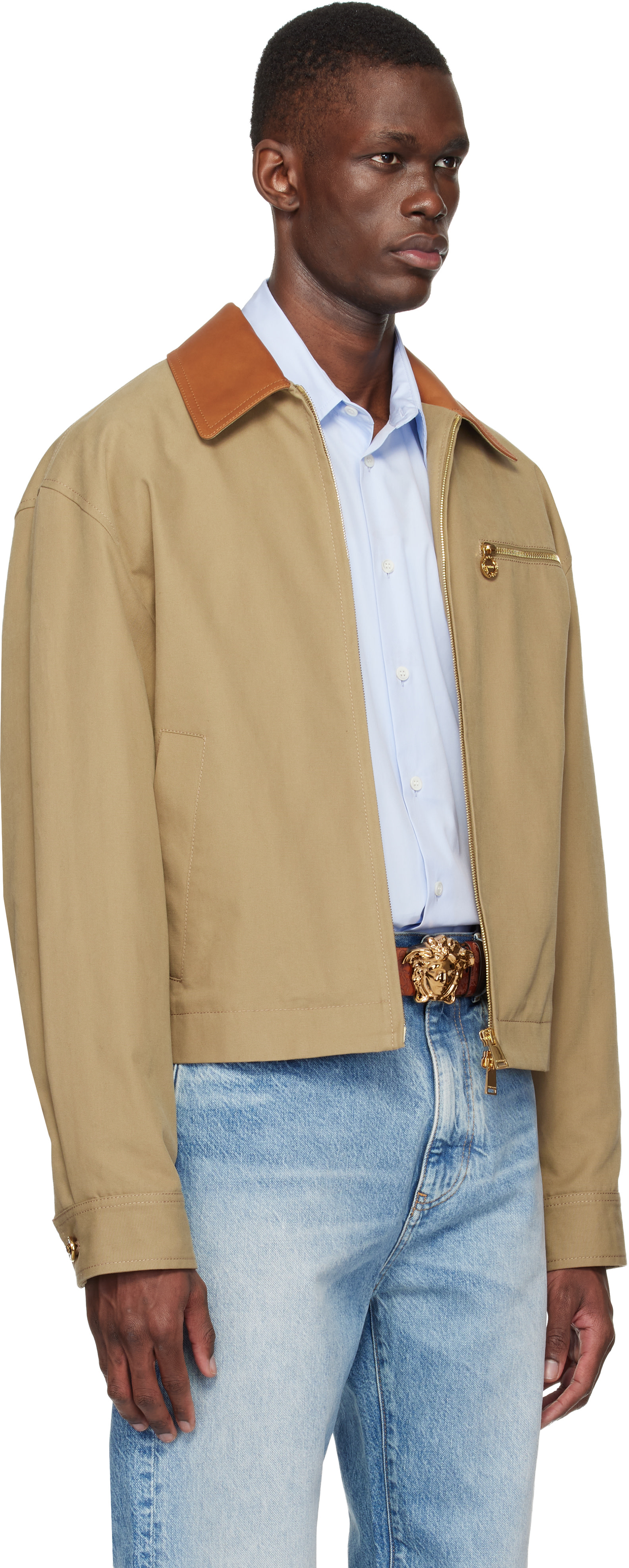 Versace - Blouson beige en canevas de coton