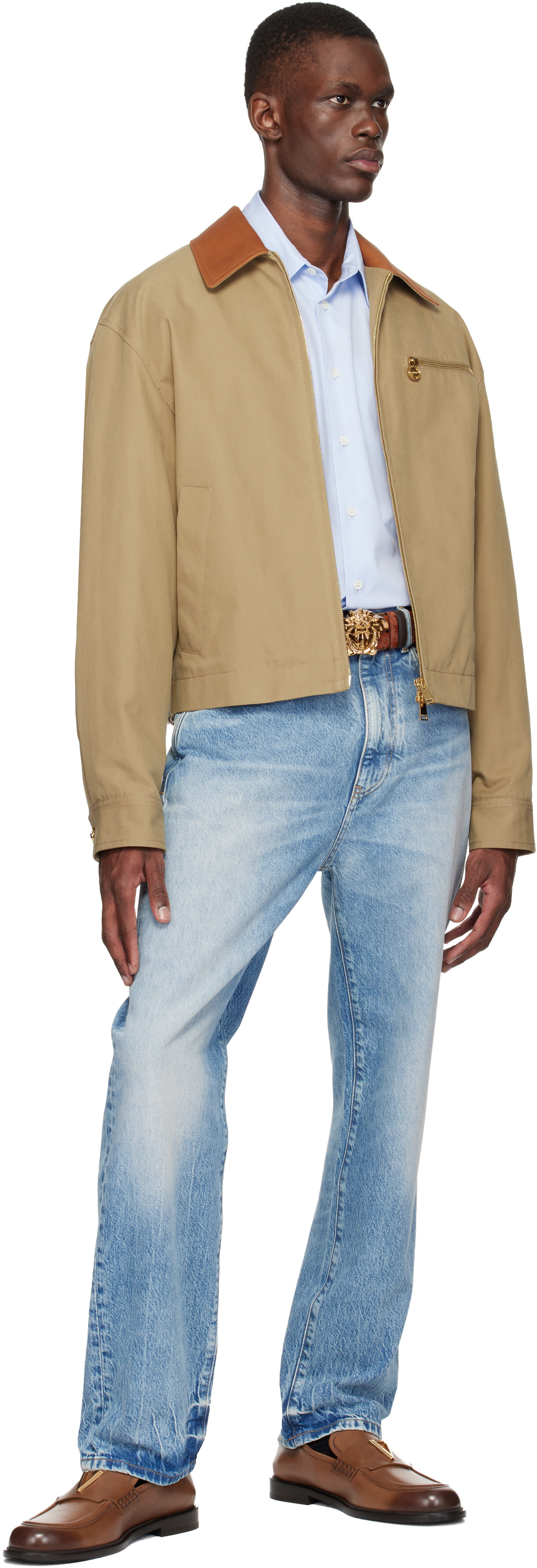 Versace - Blouson beige en canevas de coton