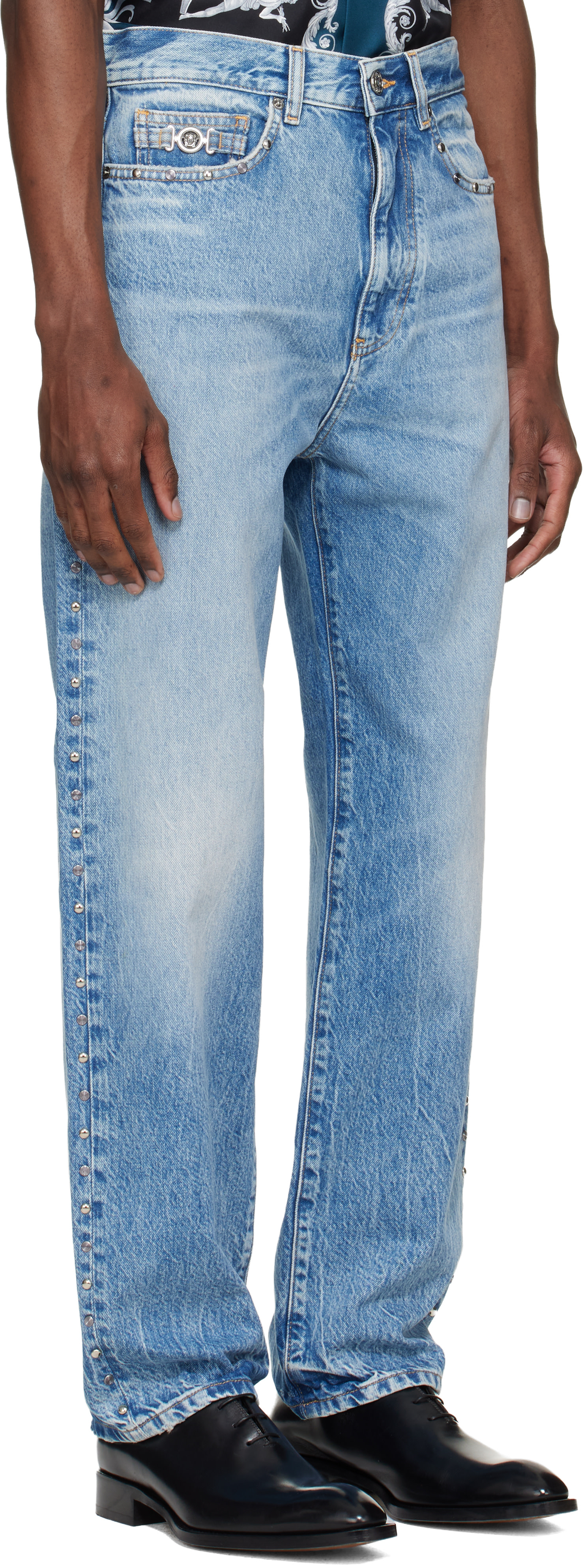 Versace - Jean bleu à clous