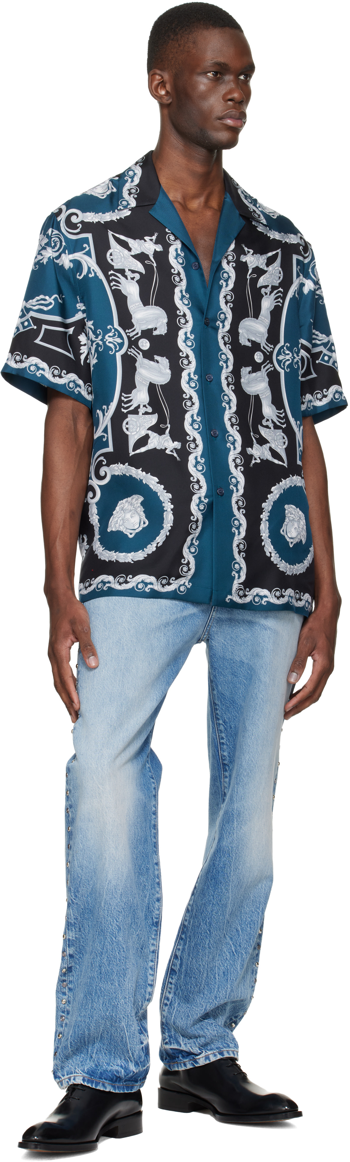 Versace - Jean bleu à clous