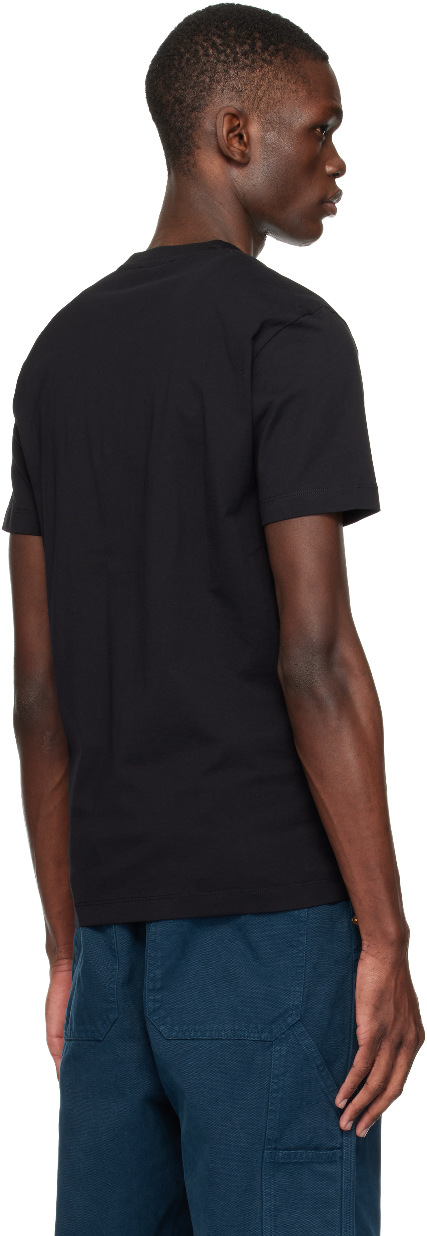 Versace: ブラック Printed コットンジャージ スリムフィットTシャツ