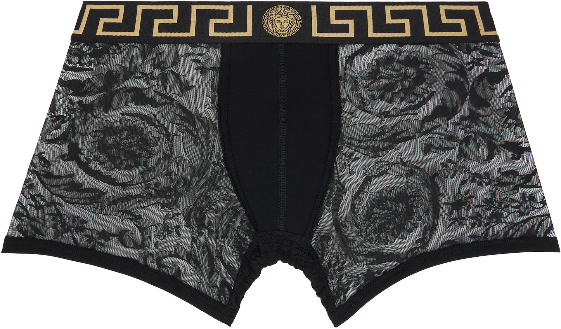 Versace - 블랙 스트레치 메시 저지 박서 브리프