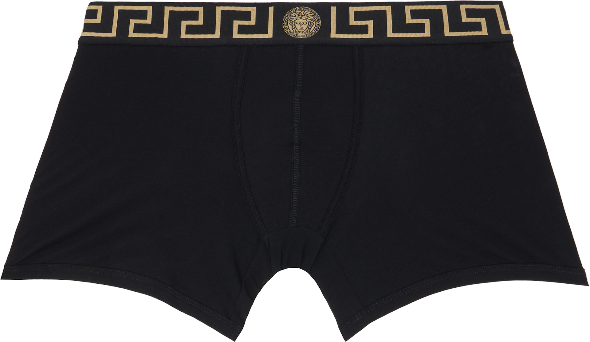 Versace - ブラック グレカ ボーダー ロング ボクサーブリーフ 2枚セット