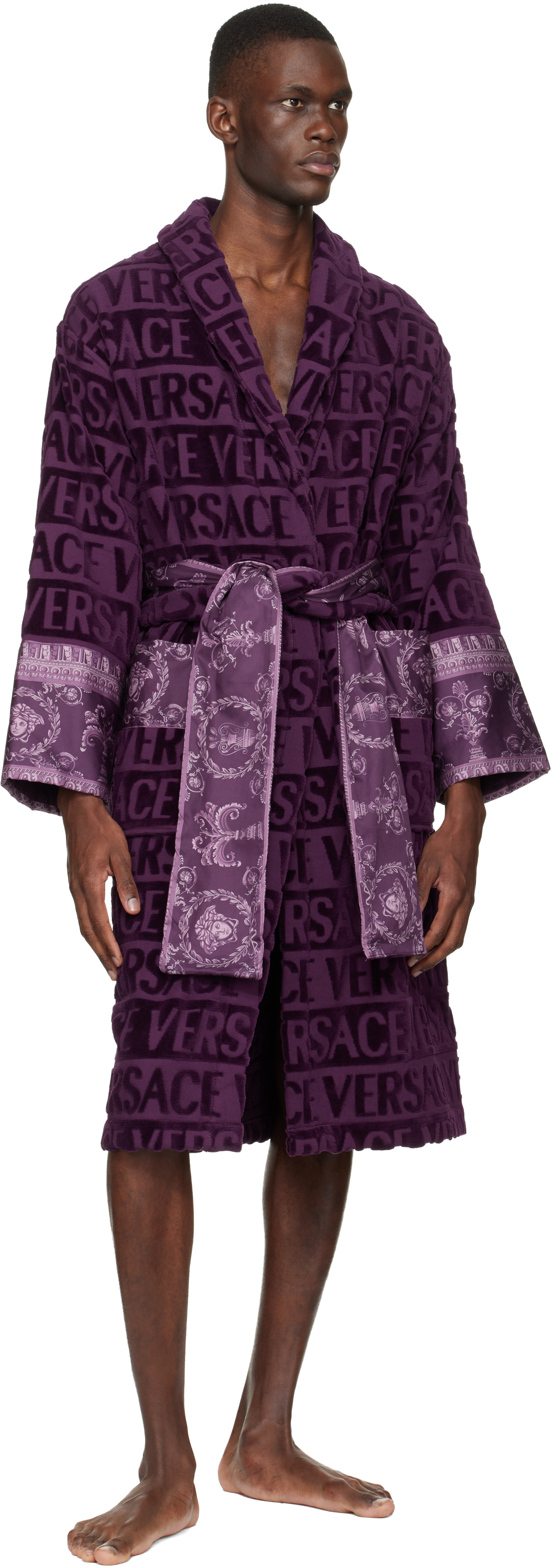 Versace: パープル 'I Heart Baroque' バスローブ | SSENSE 日本